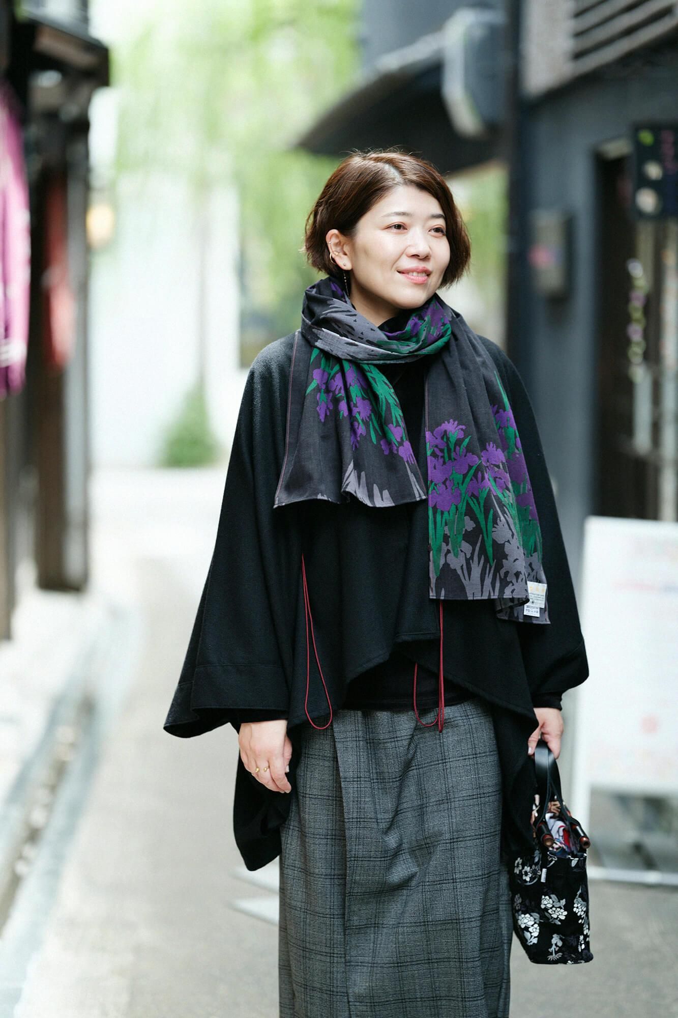 伊勢木綿 くびまき/光琳(こうりん) 燕子花図屏風(かきつばたずびょうぶ) 写し(うつし)