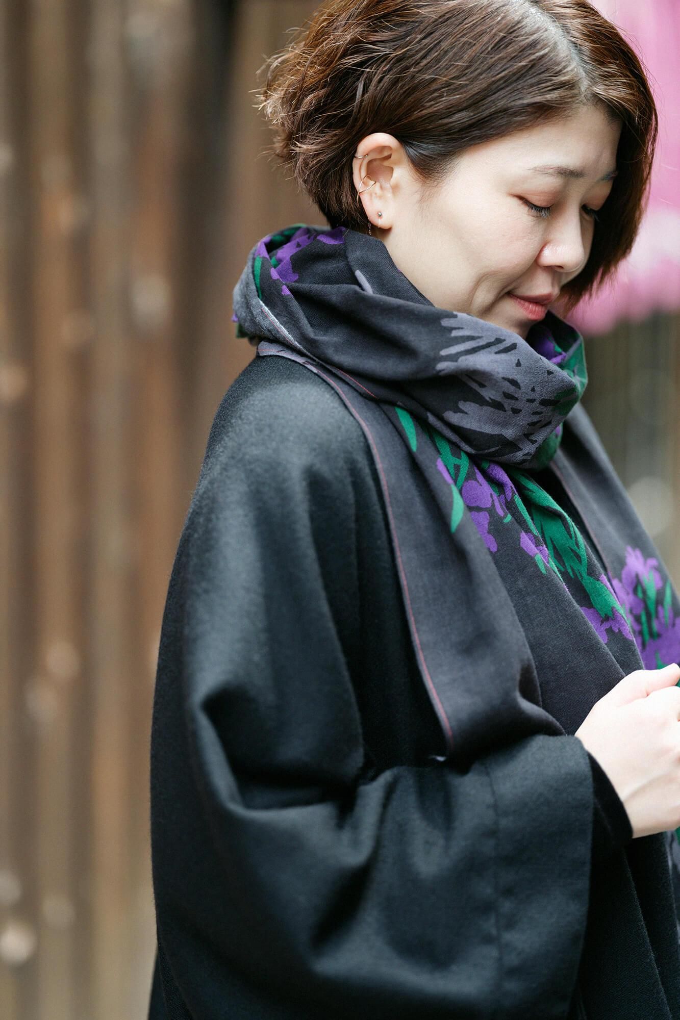 伊勢木綿 くびまき/光琳(こうりん) 燕子花図屏風(かきつばたずびょうぶ) 写し(うつし)