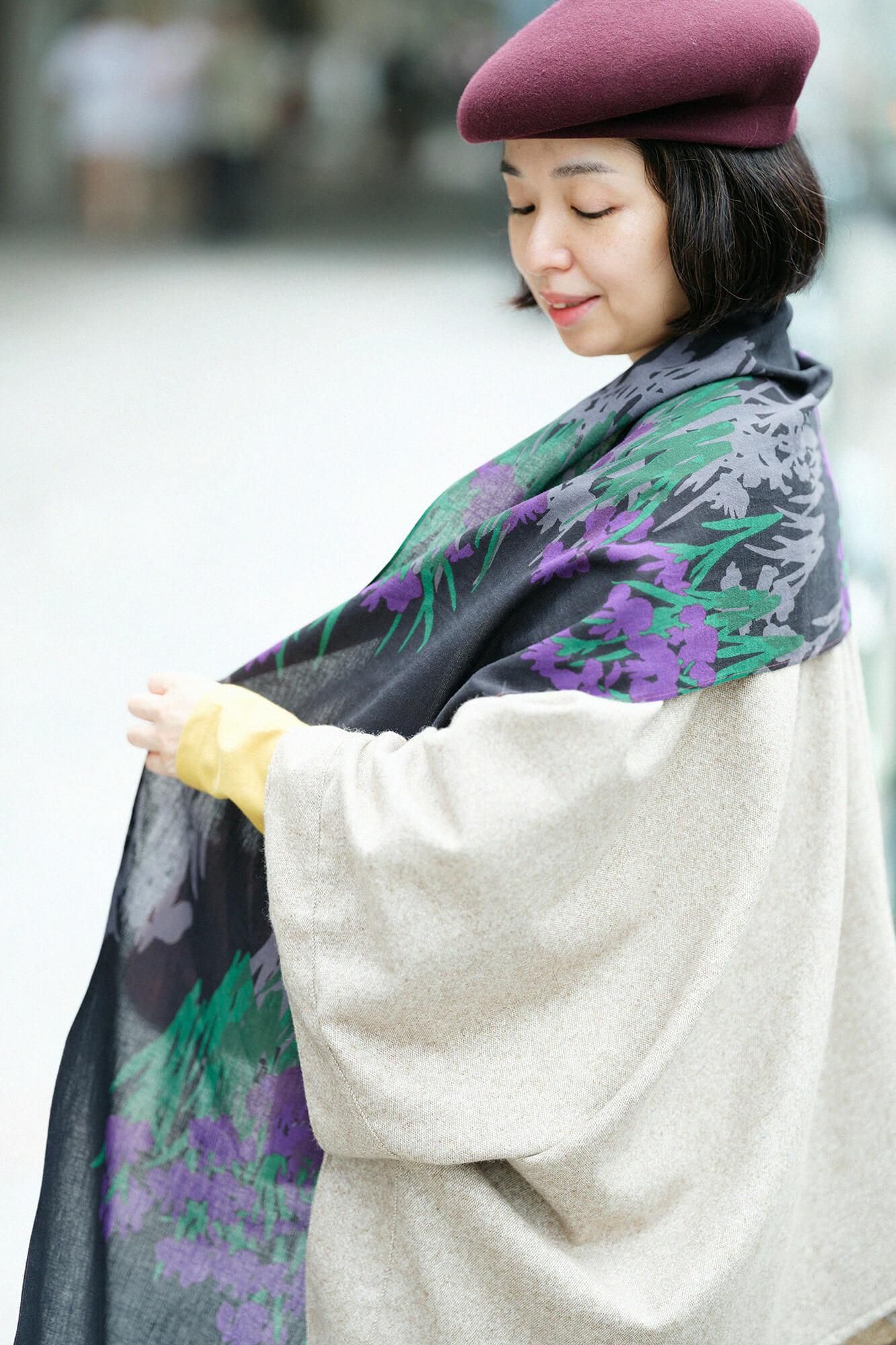 伊勢木綿 くびまき/光琳(こうりん) 燕子花図屏風(かきつばたずびょうぶ) 写し(うつし)