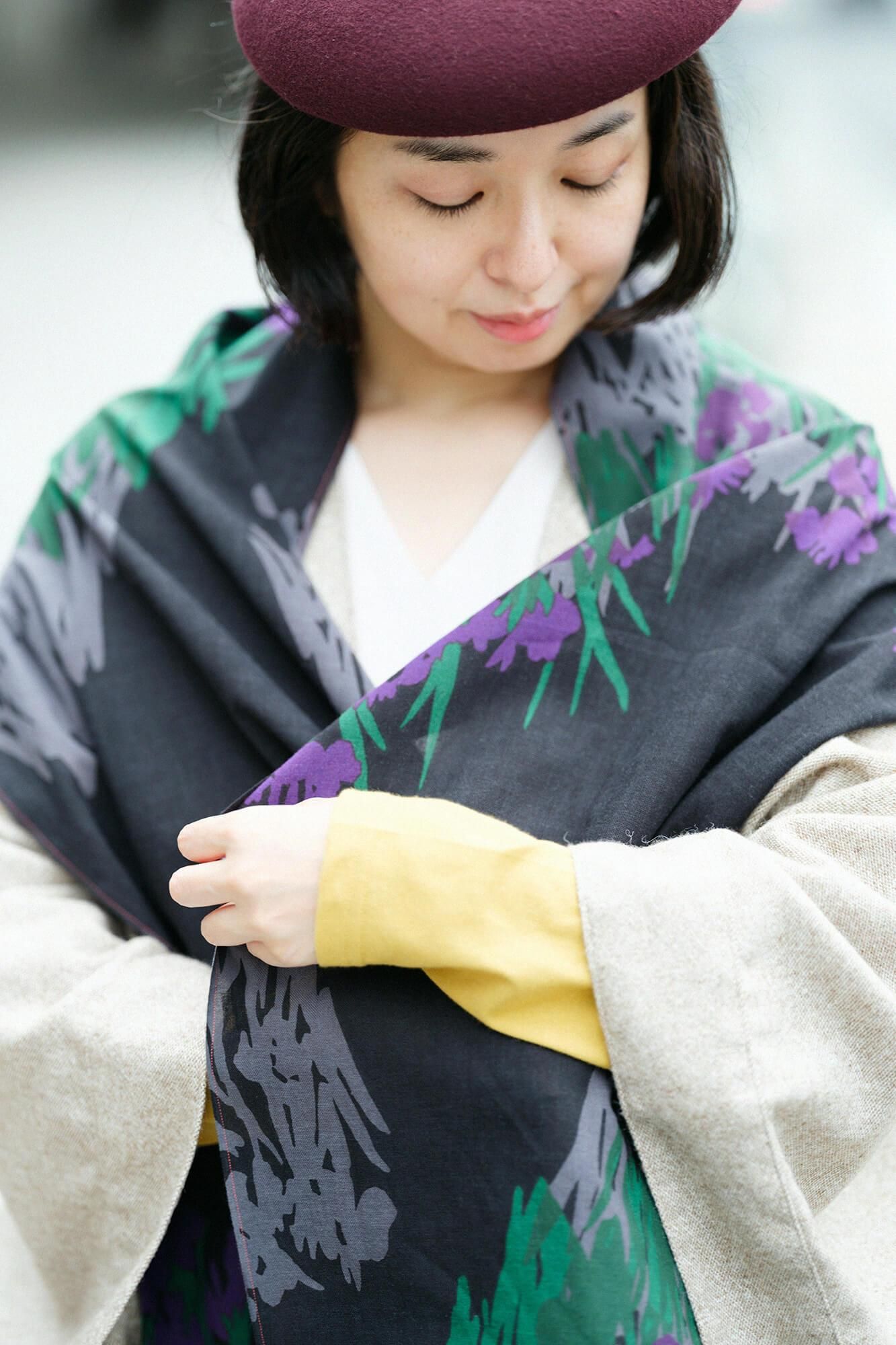 伊勢木綿 くびまき/光琳(こうりん) 燕子花図屏風(かきつばたずびょうぶ) 写し(うつし)