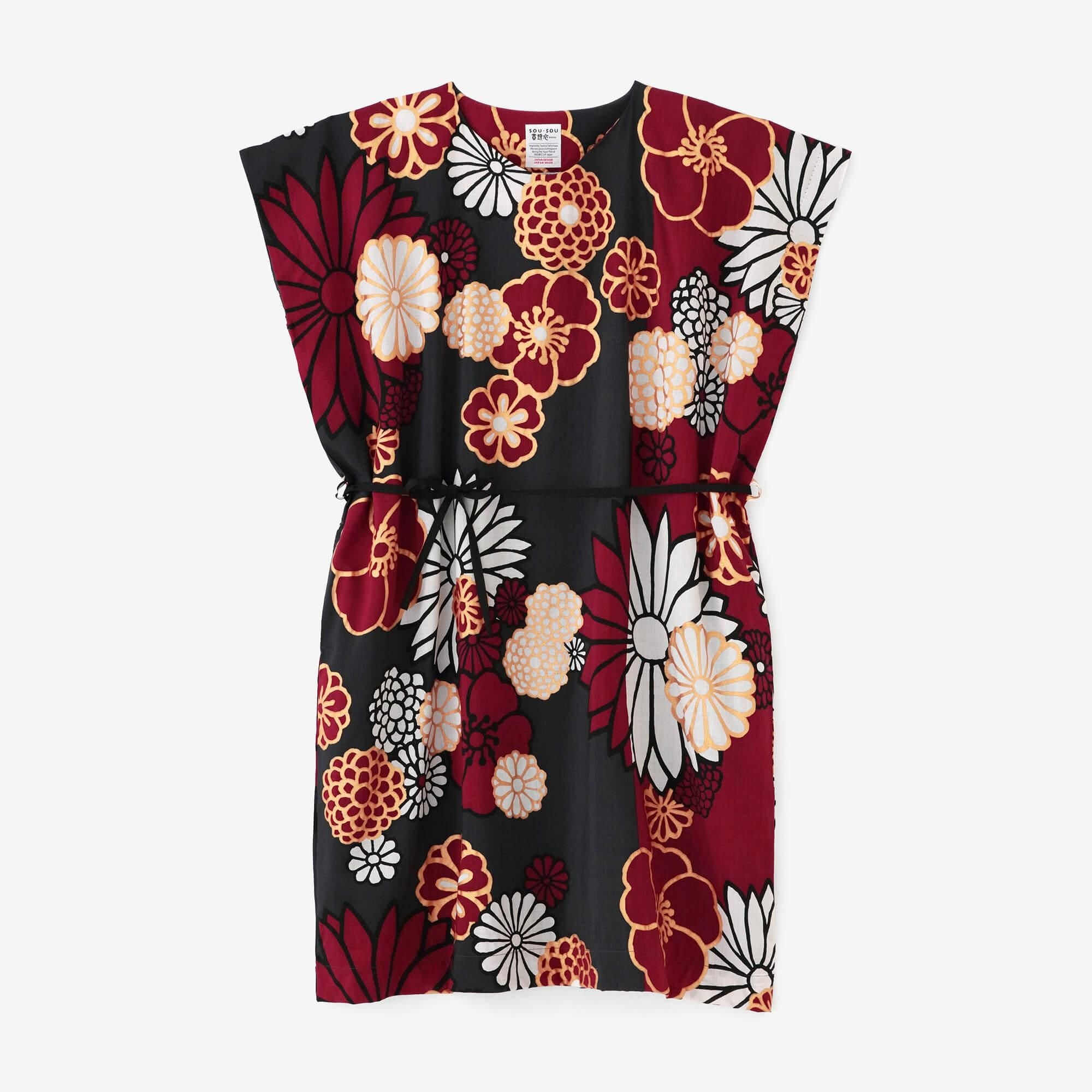 Muslin Wool Rectangular Dress / Gold Damask