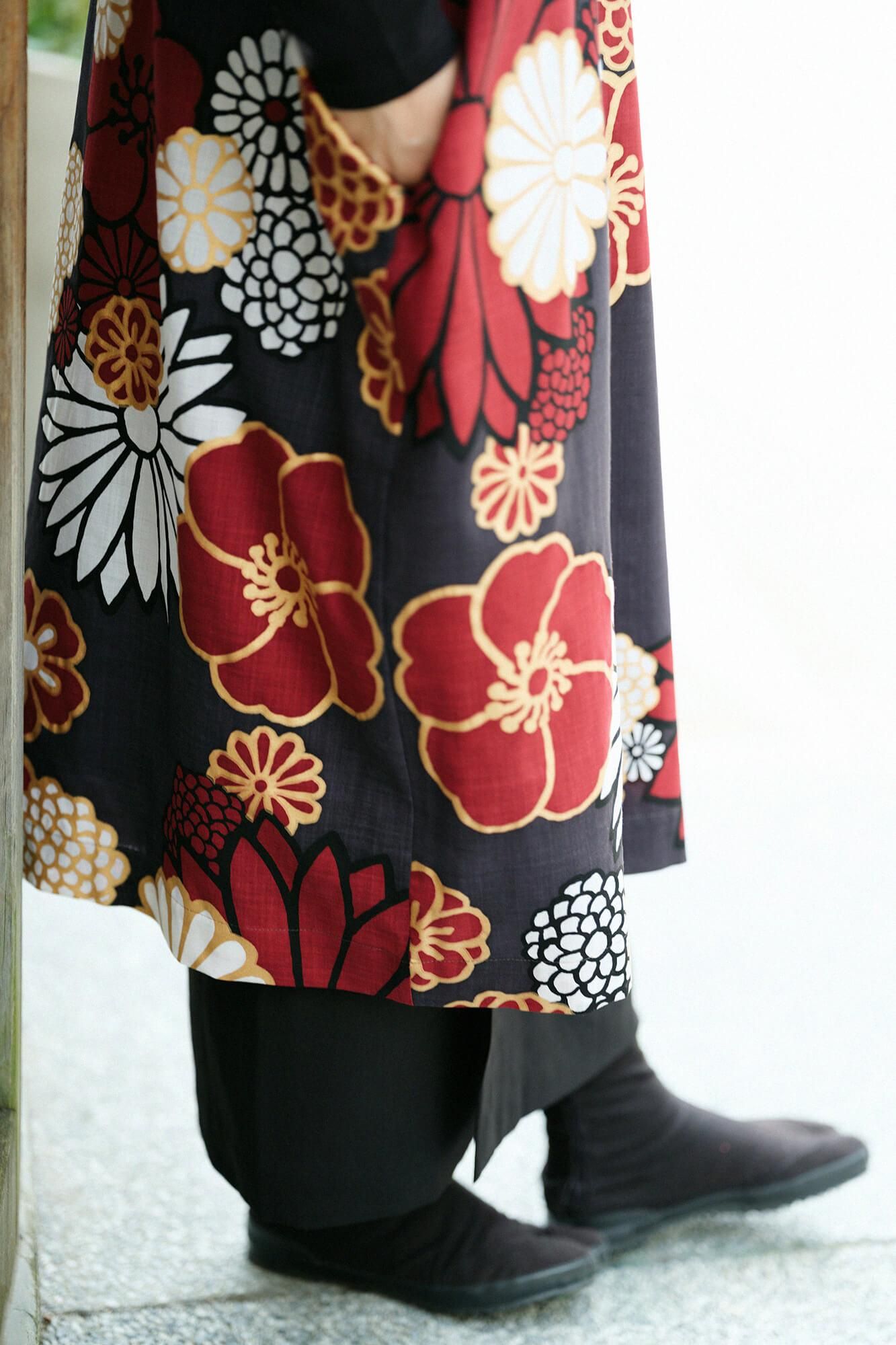 Muslin Wool Rectangular Dress / Gold Damask