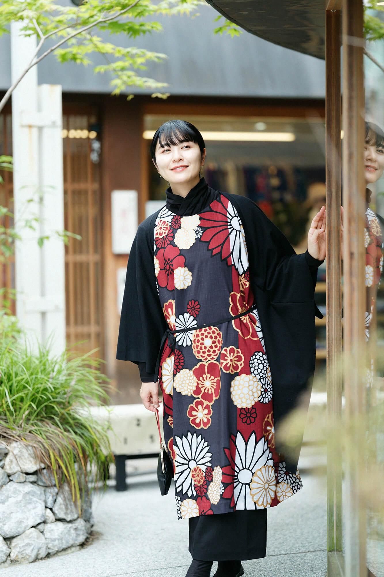 Muslin Wool Rectangular Dress / Gold Damask