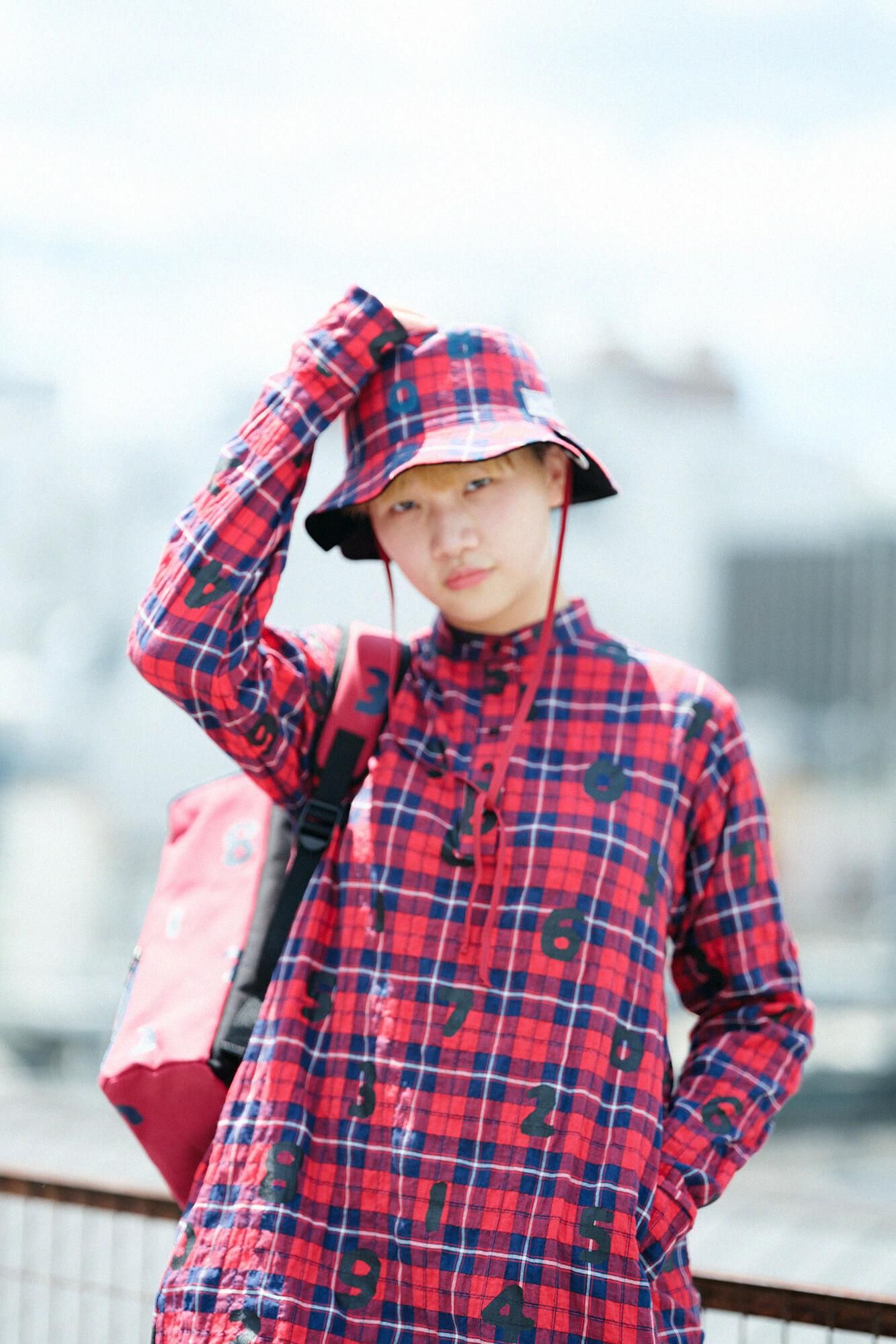 Herringbone Check H.N.BIKE One-piece Dress / SO-SU-U Scarlet