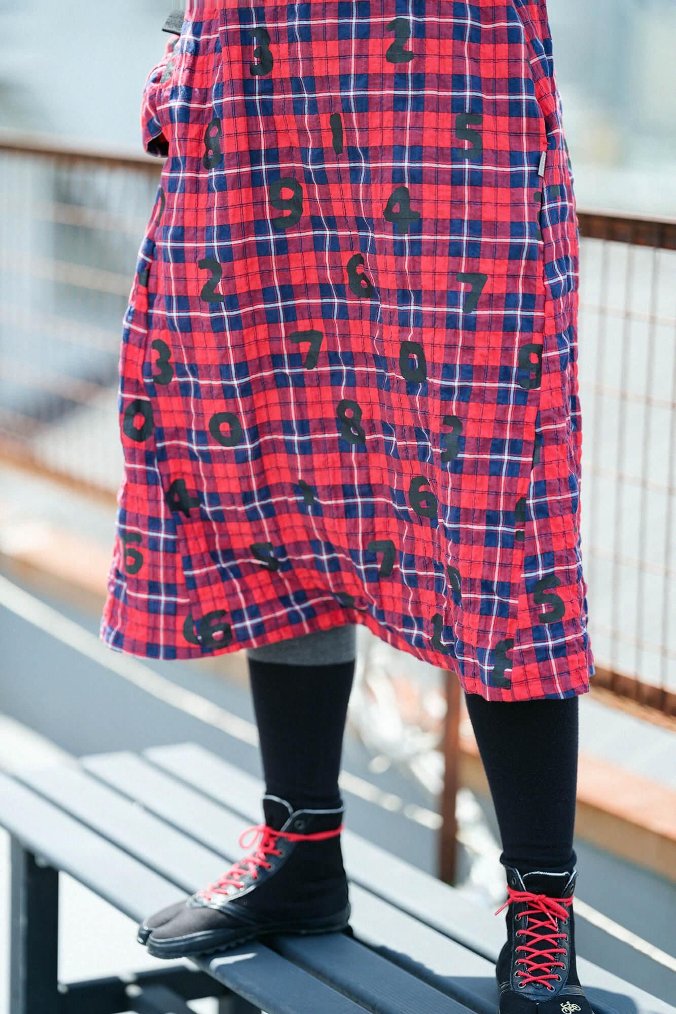 Herringbone Check H.N.BIKE One-piece Dress / SO-SU-U Scarlet