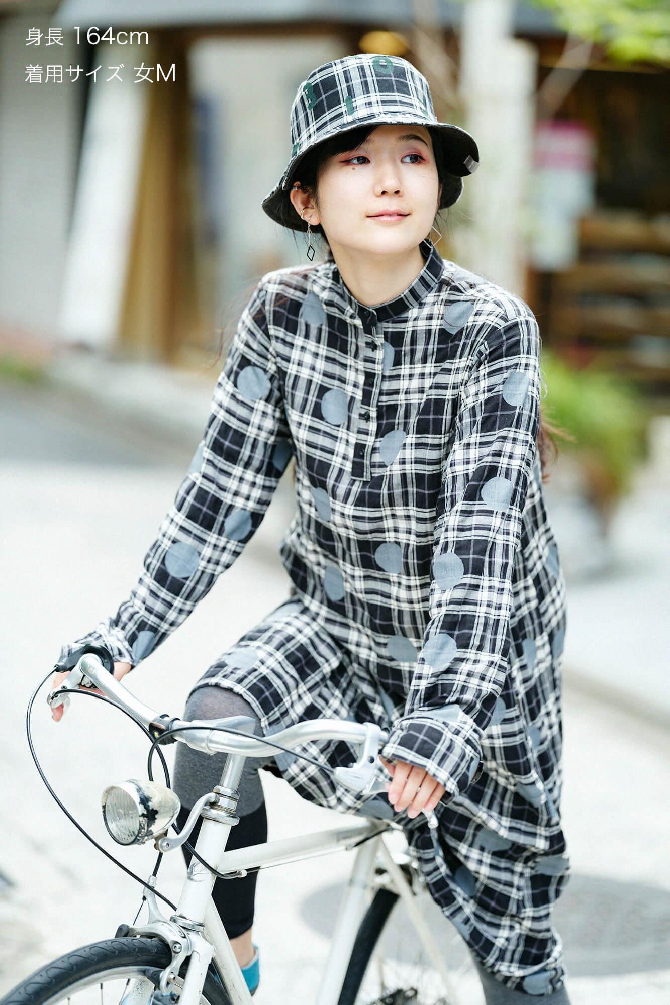 人字形織格紋H.N.BIKE連身裙/圓點 間疏