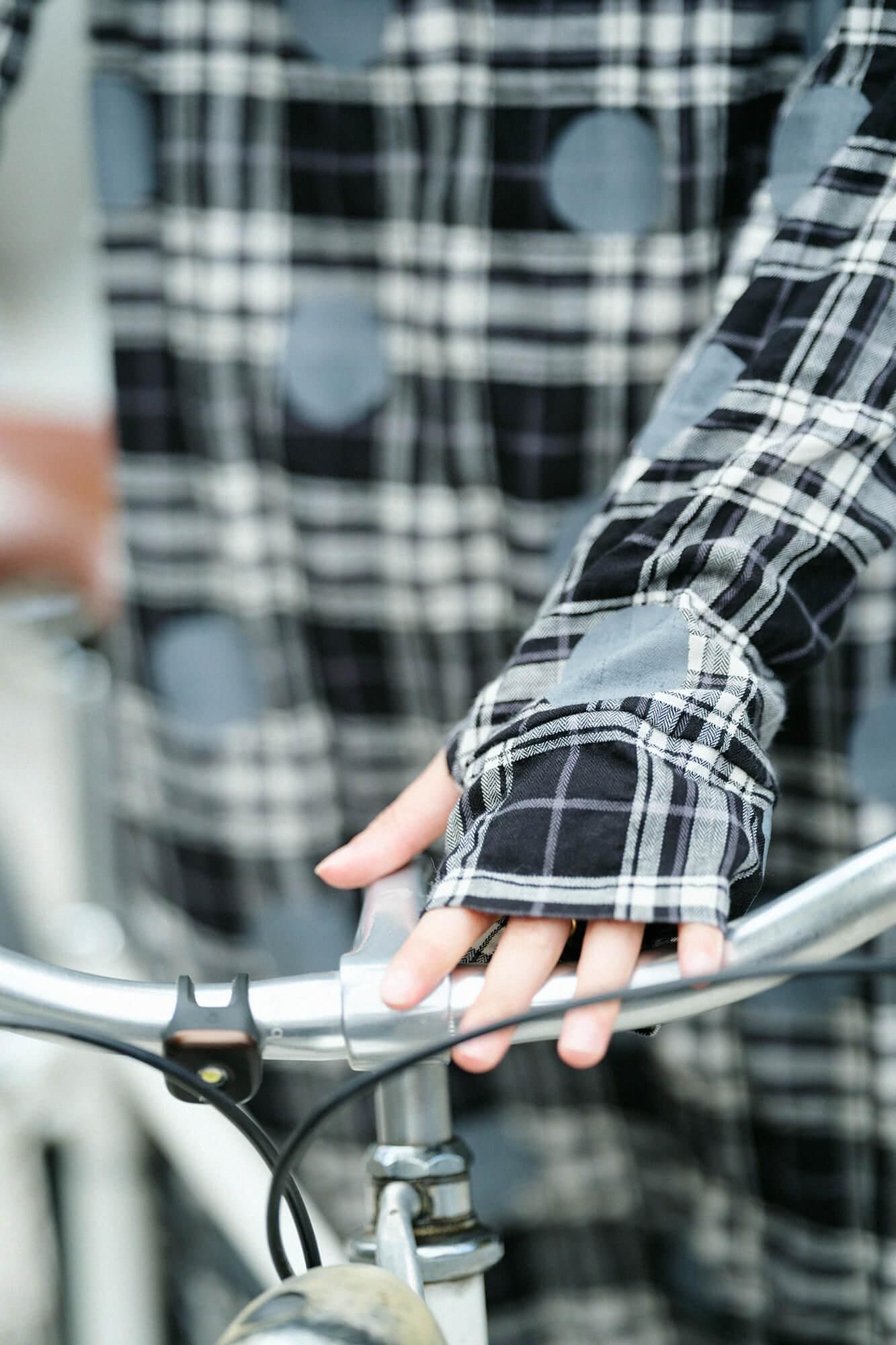 人字形織格紋H.N.BIKE連身裙/圓點 間疏