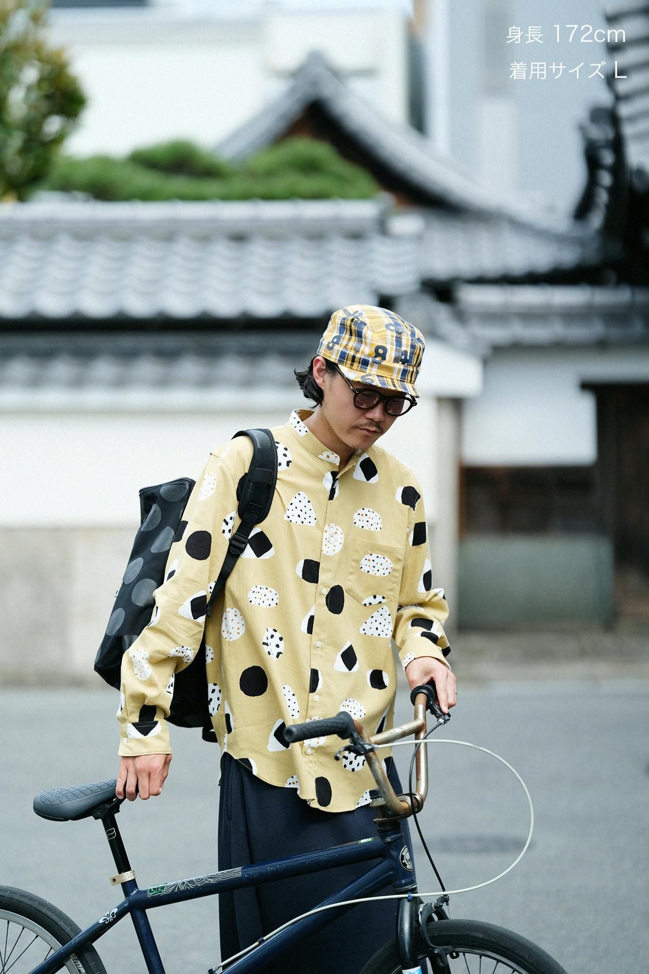 高島縮 20/20 スタンドカラーシャツ/おむすび