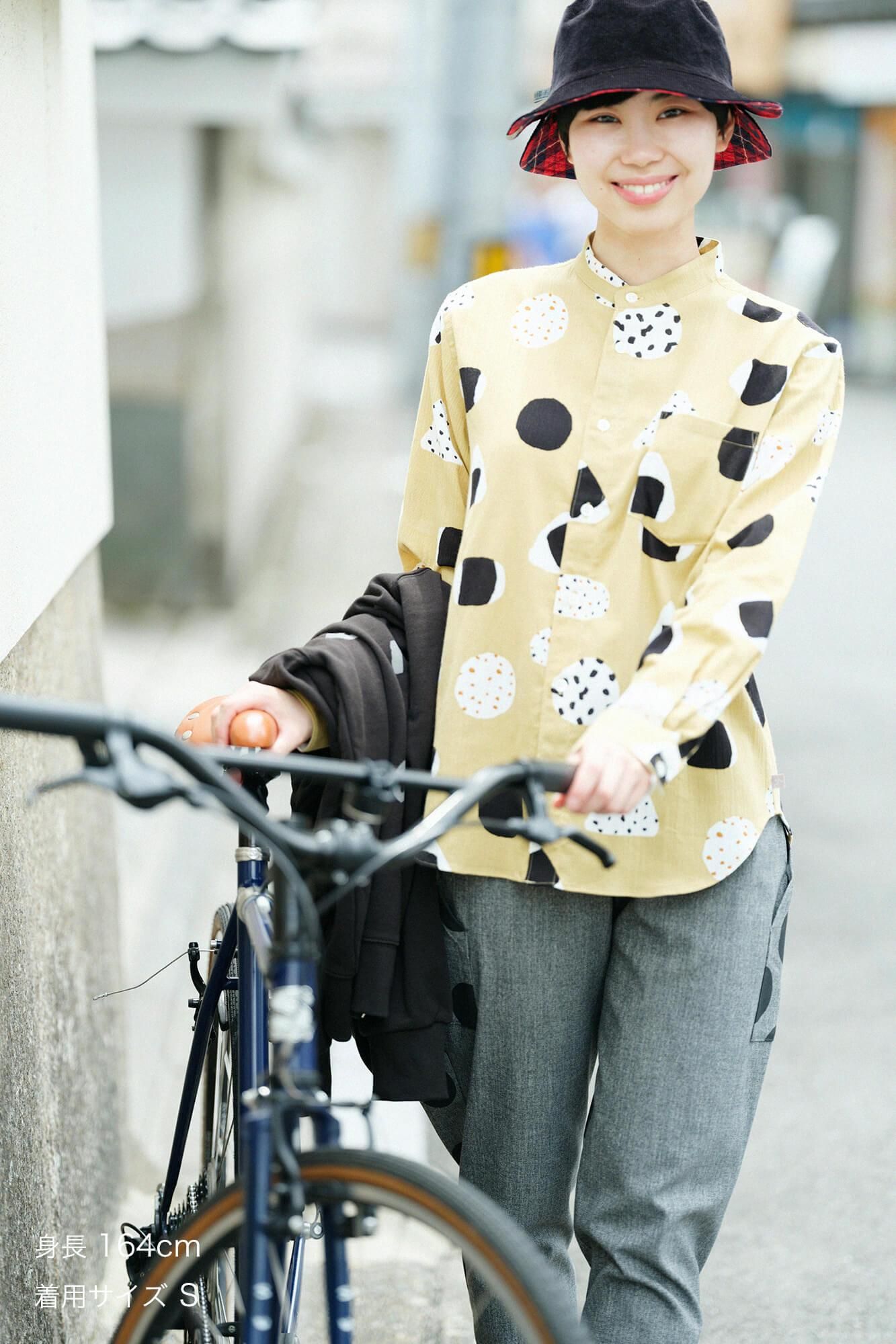 高島縮 20/20 スタンドカラーシャツ/おむすび