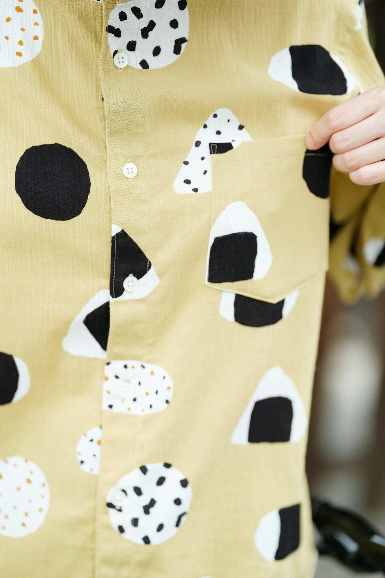 高島縮 20/20 スタンドカラーシャツ/おむすび