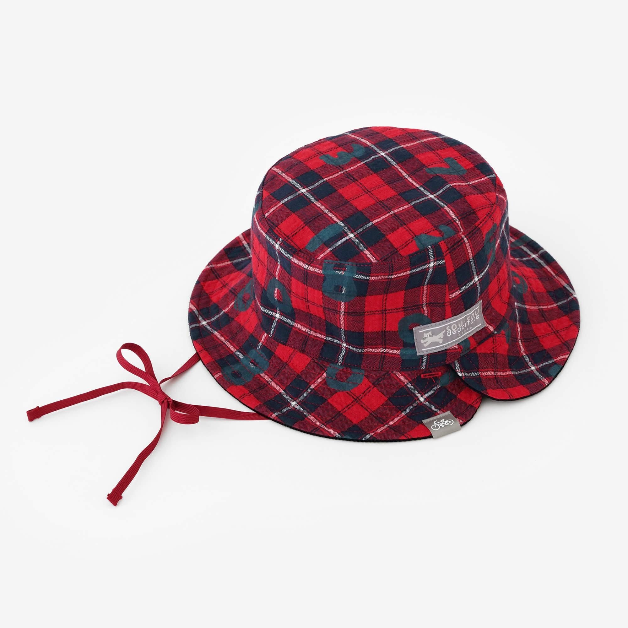 net限定】リバーシブル BIKE HAT／レッドチェック×SO-SU-U