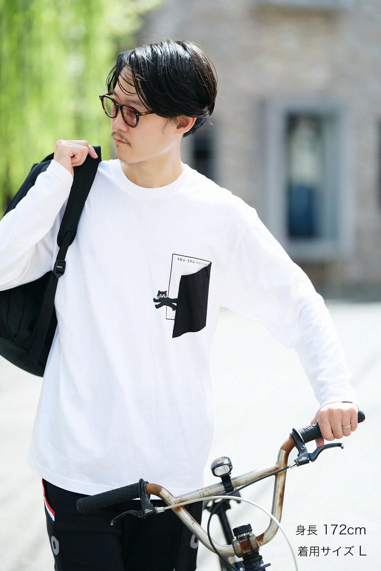 Long-sleeved escape Pocket T-shirt / White