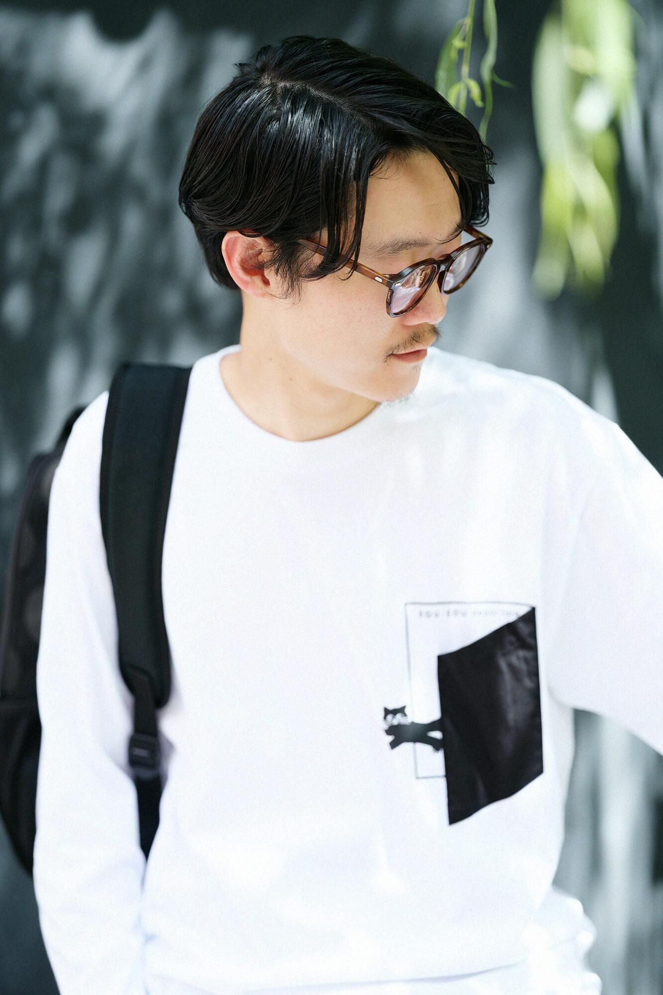 Long-sleeved escape Pocket T-shirt / White