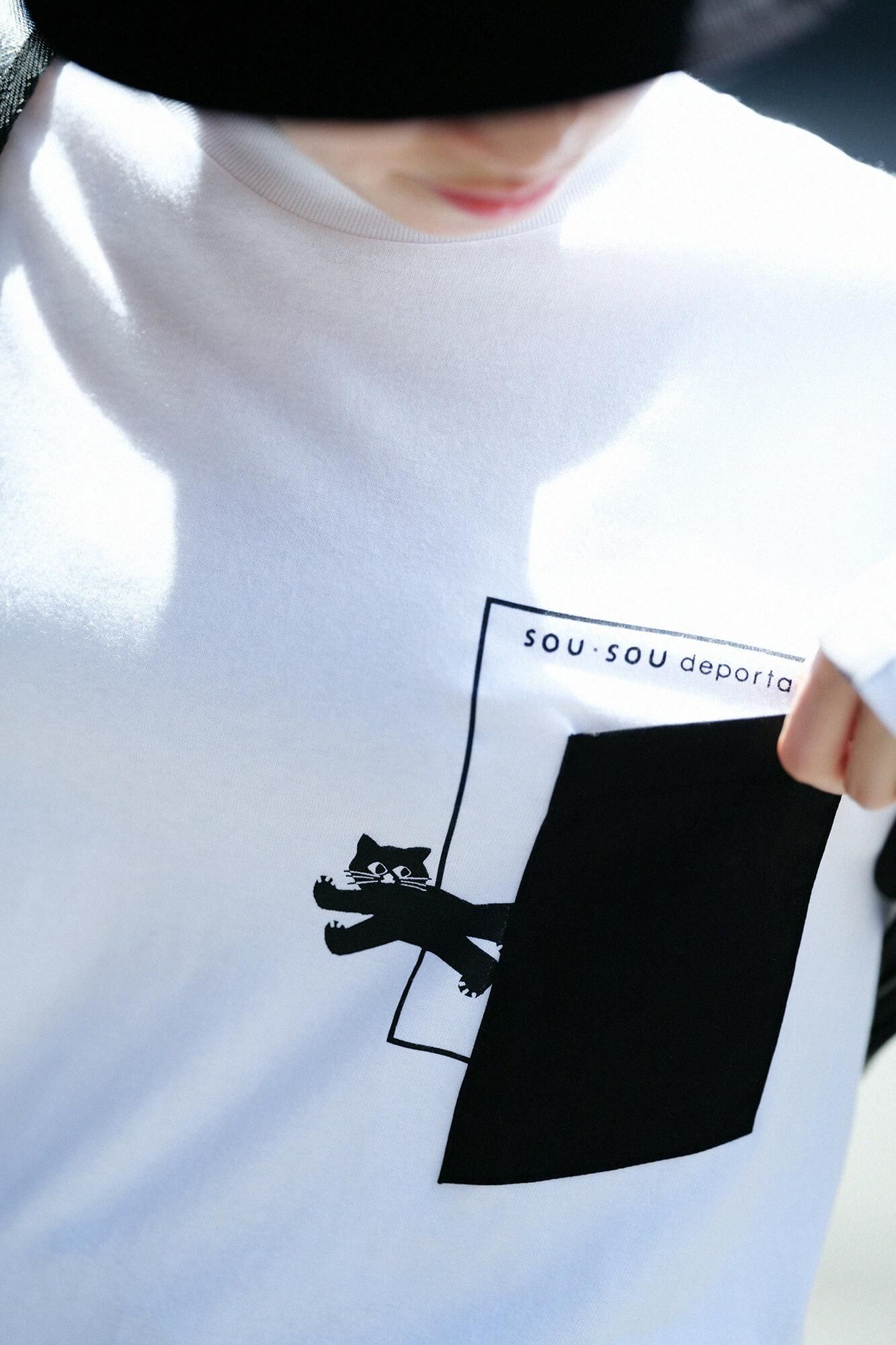 Long-sleeved escape Pocket T-shirt / White