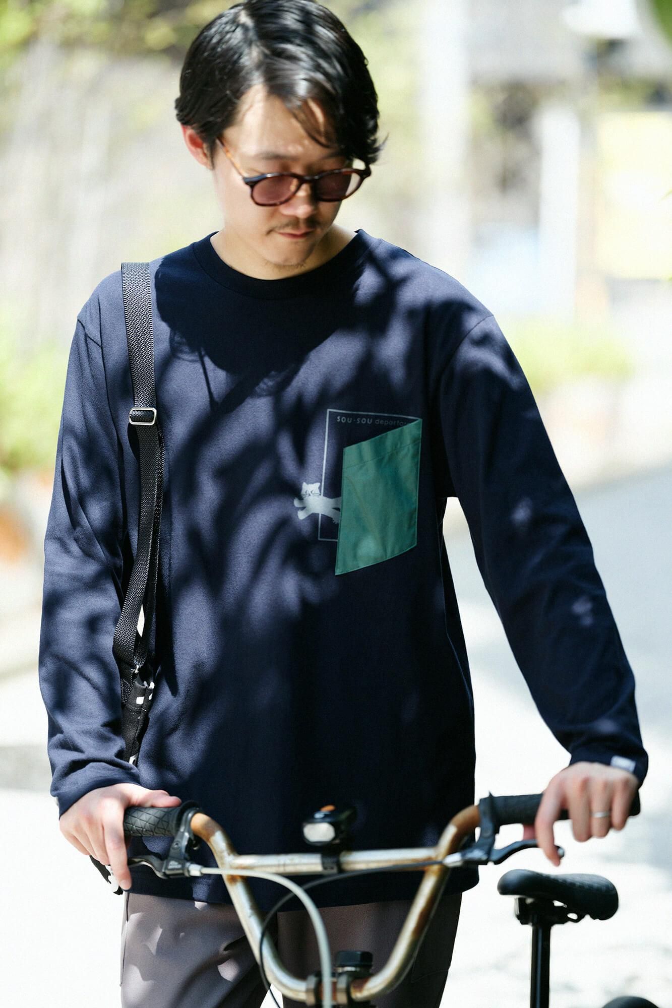 Long-sleeved escape Pocket T-shirt / Navy