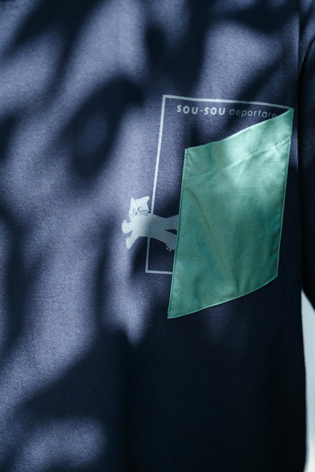 Long-sleeved escape Pocket T-shirt / Navy