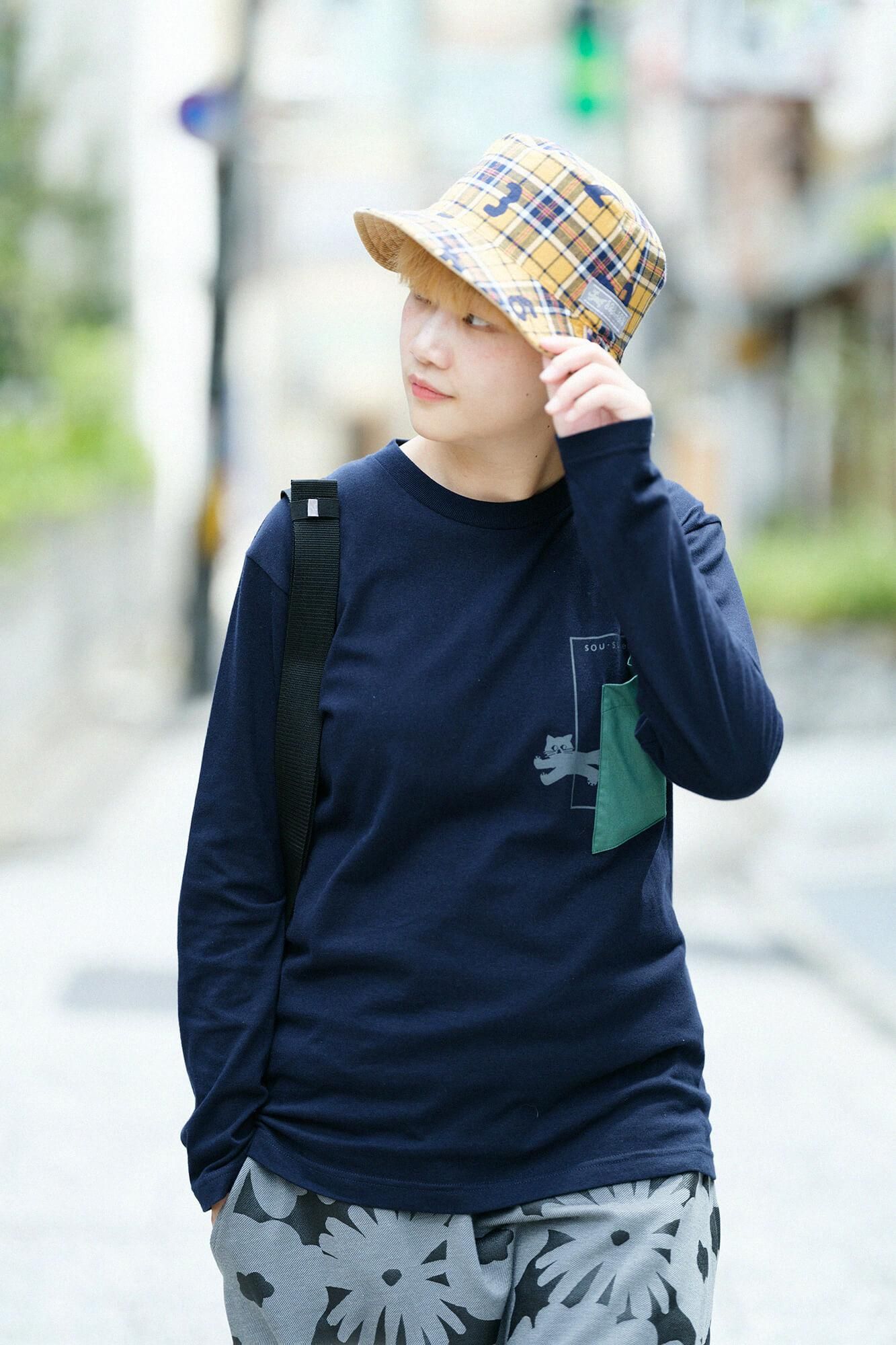 Long-sleeved escape Pocket T-shirt / Navy