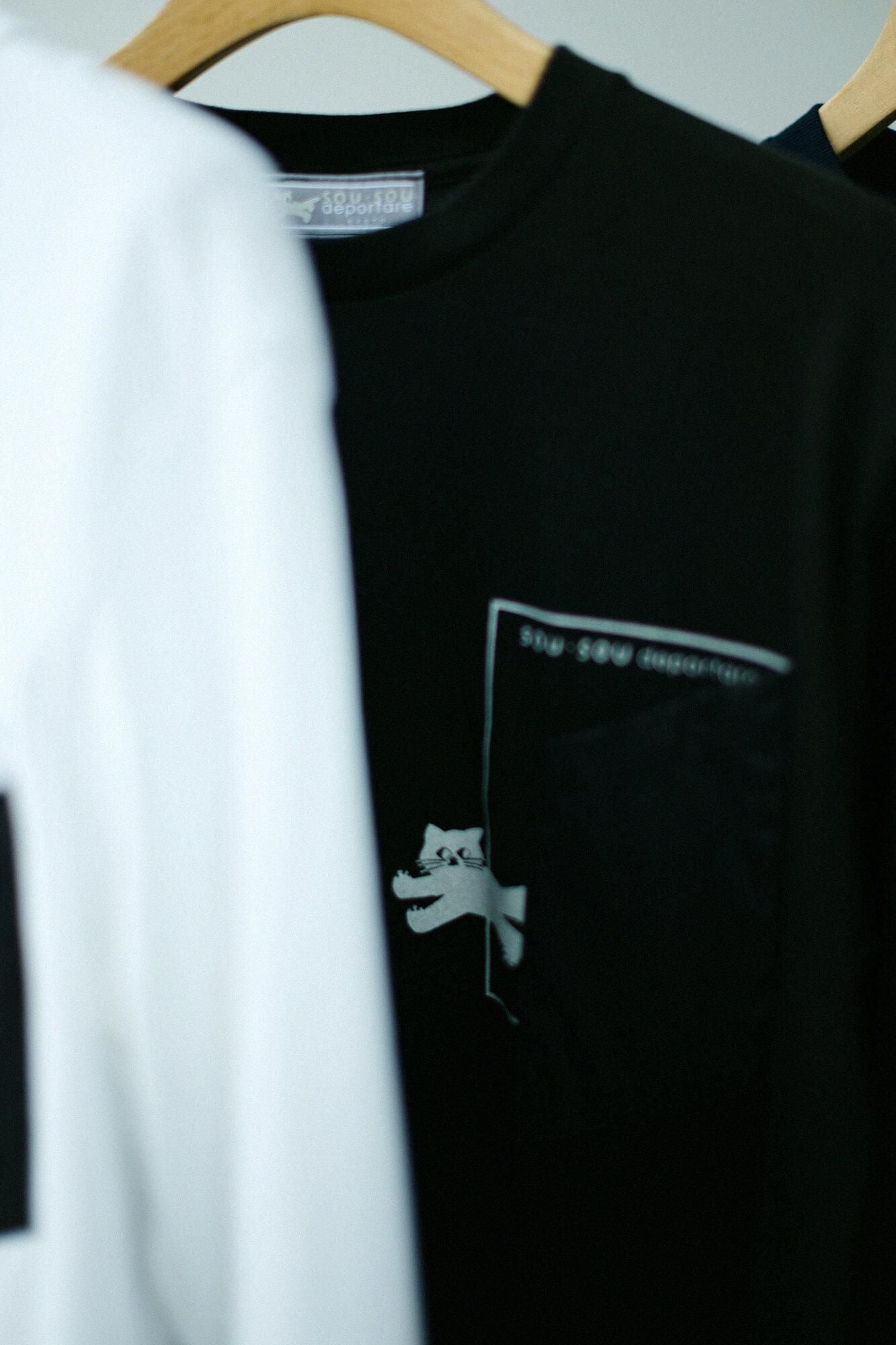 Long-sleeved escape Pocket T-shirt / Black