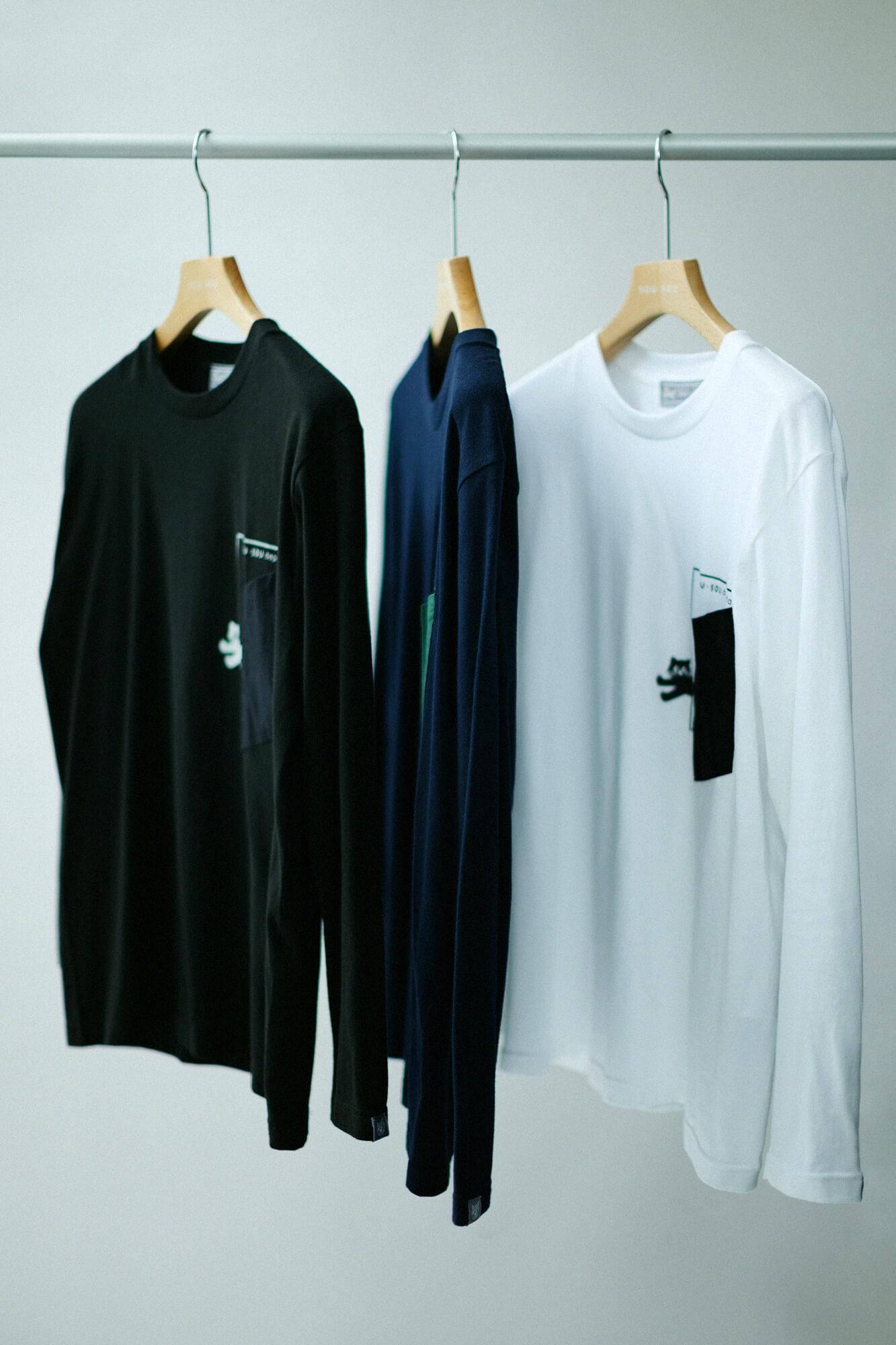 Long-sleeved escape Pocket T-shirt / Black