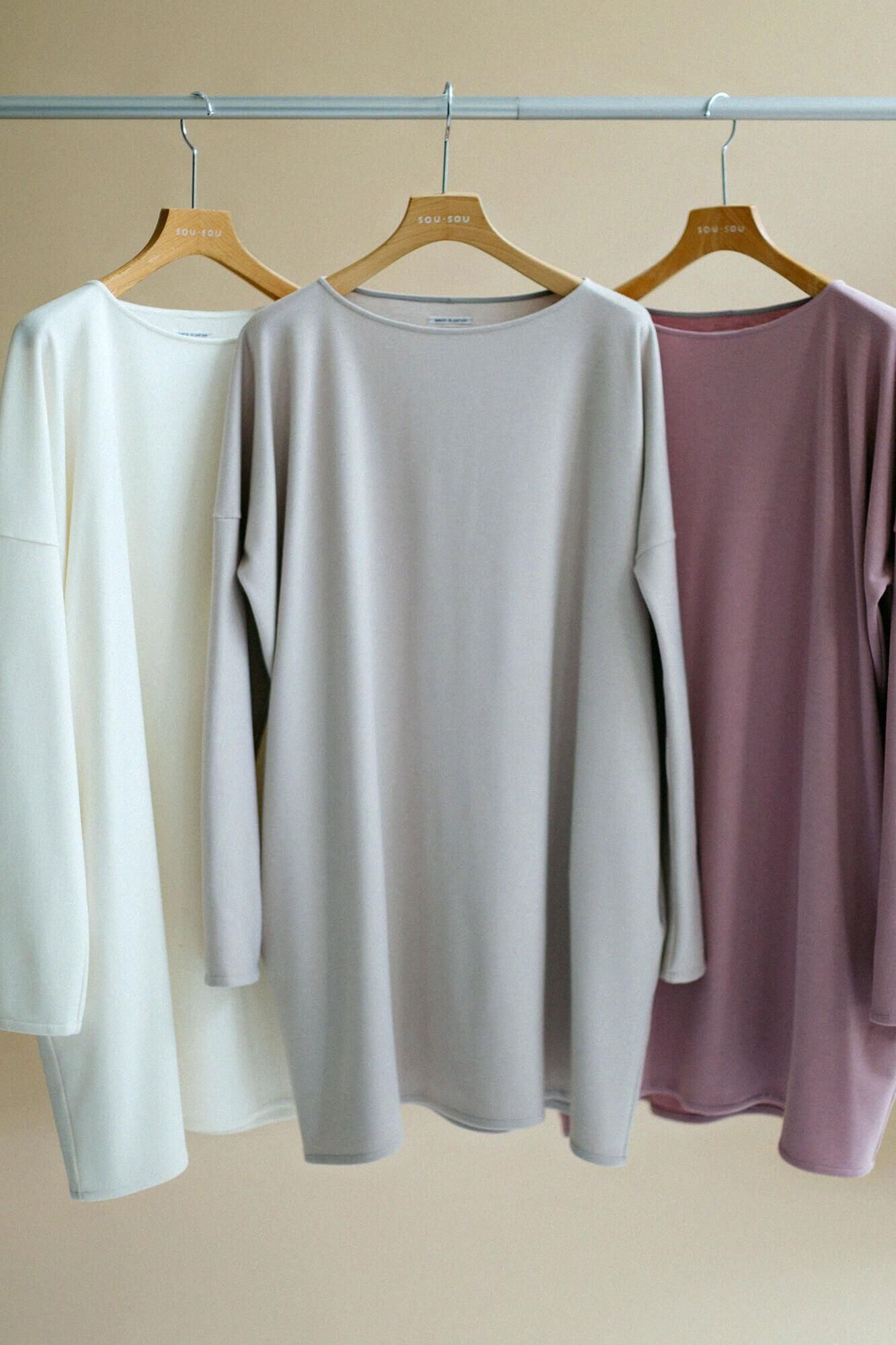 Pontiloma-L/A-Tunika mit U-Boot-Ausschnitt aus Wollmischung/Grauweiß