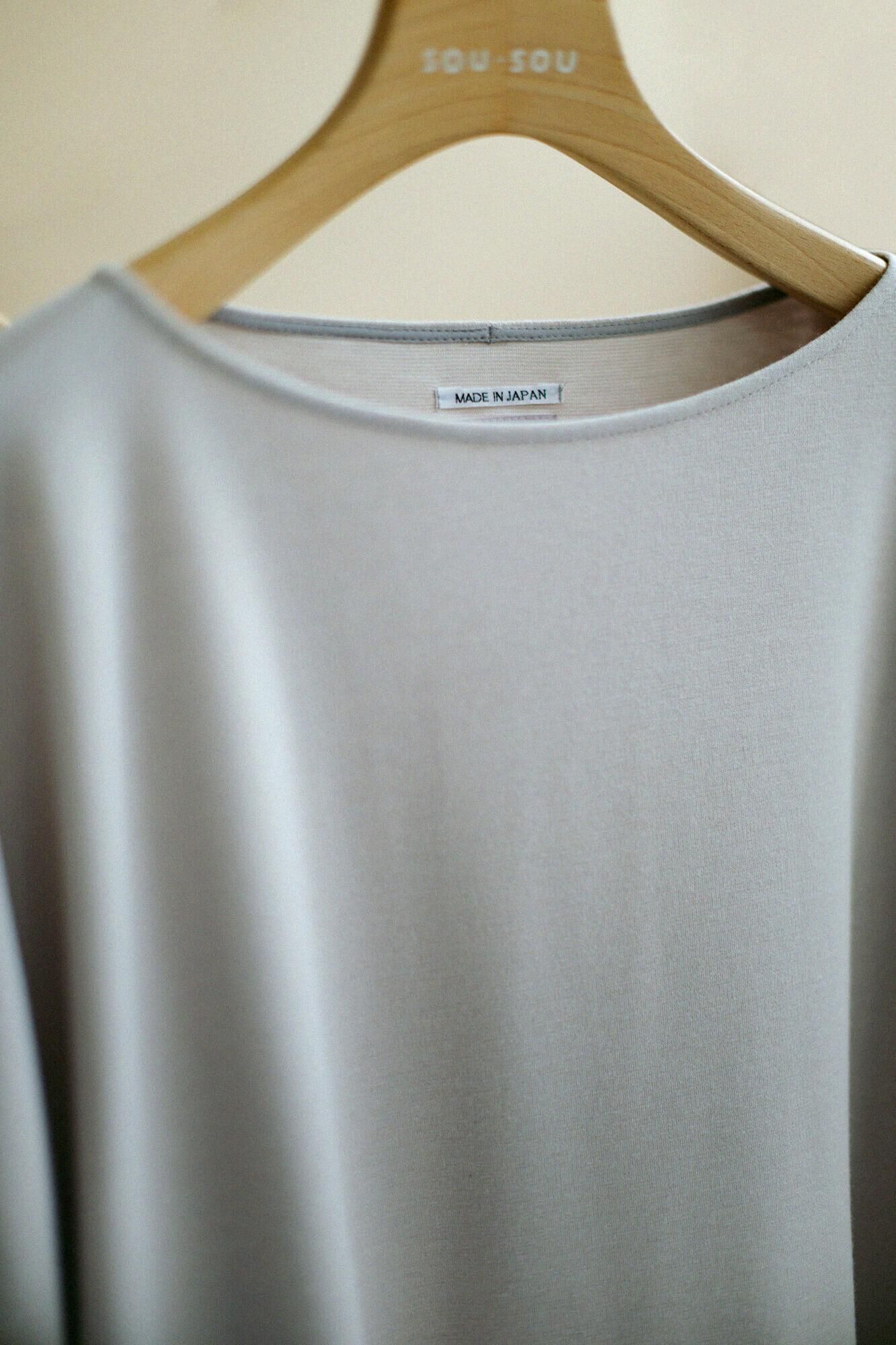 Pontiloma-L/A-Tunika mit U-Boot-Ausschnitt aus Wollmischung/Grauweiß