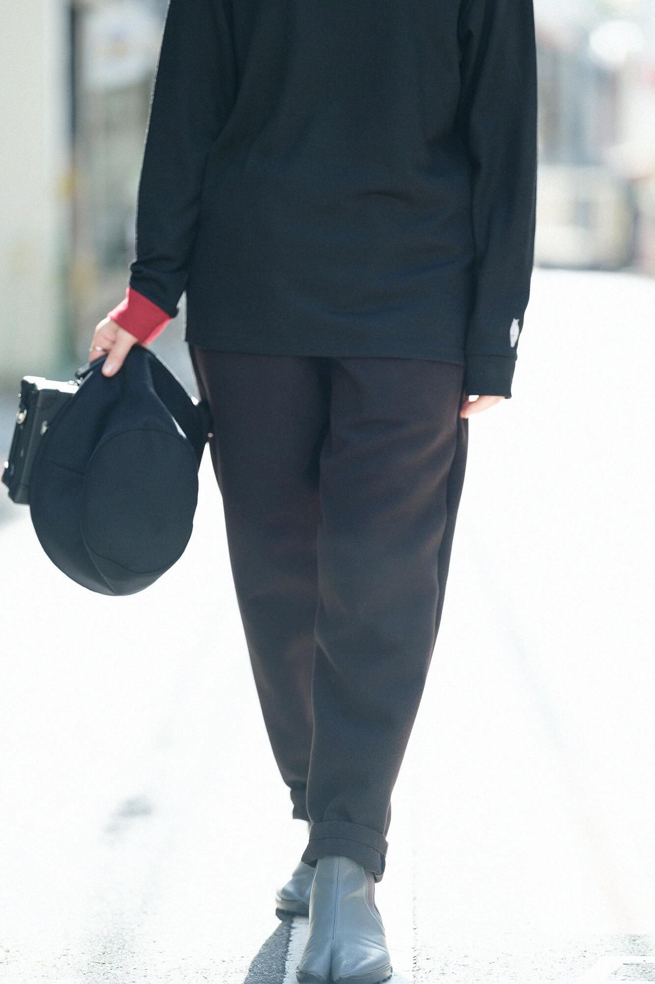 【online한정】멜턴 이지 테이퍼드 팬츠/검은색