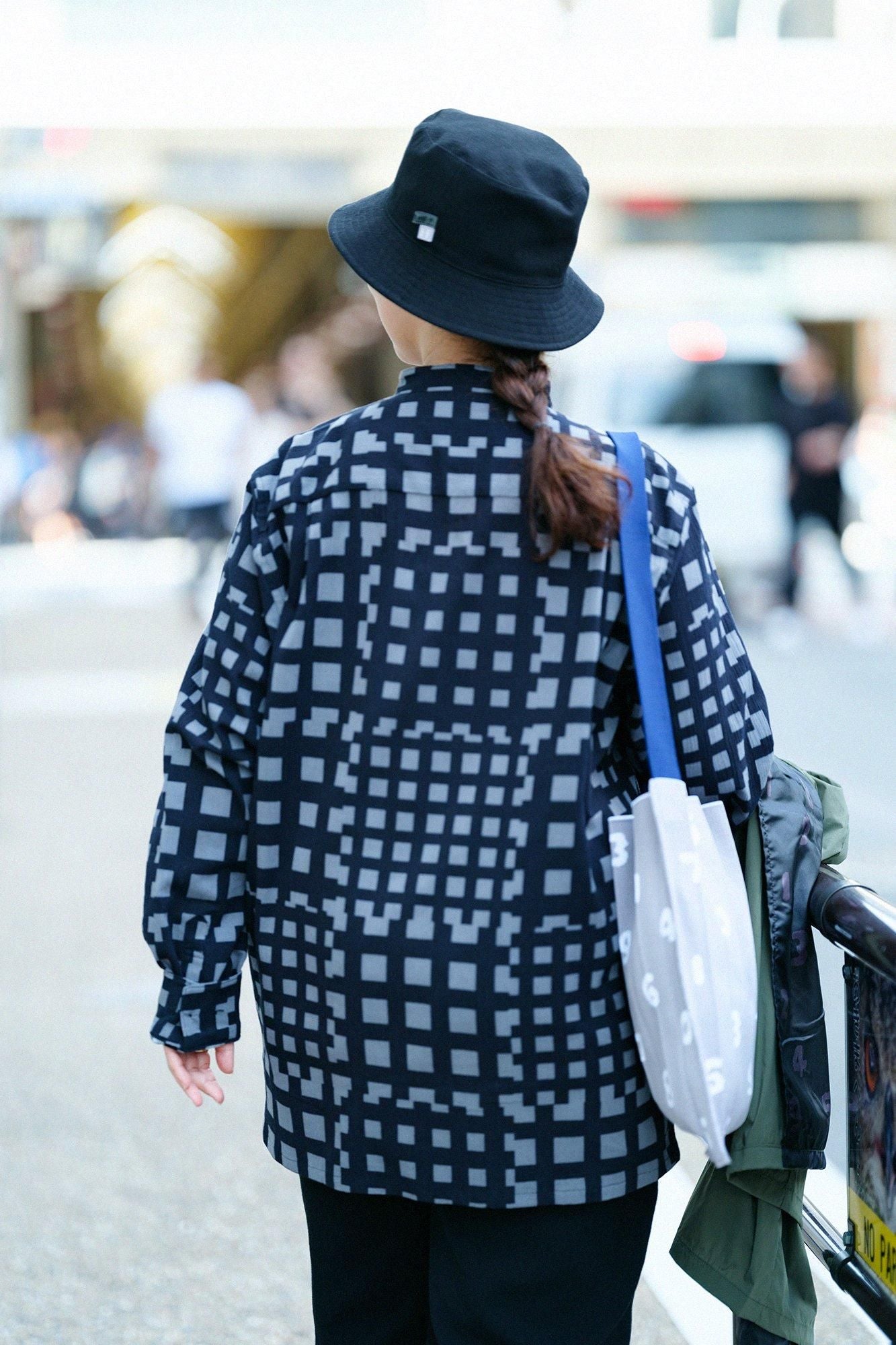 Chizimi Cotton 20/20 Stand Collar Long-sleeved Shirt SP/ Bamboo Lattices