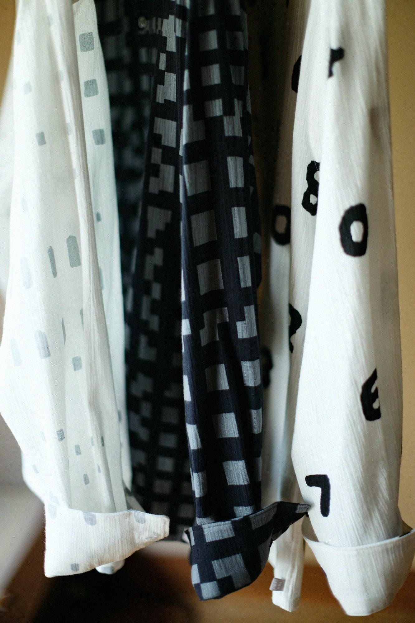 Chizimi Cotton 20/20 Stand Collar Long-sleeved Shirt SP/ Bamboo Lattices