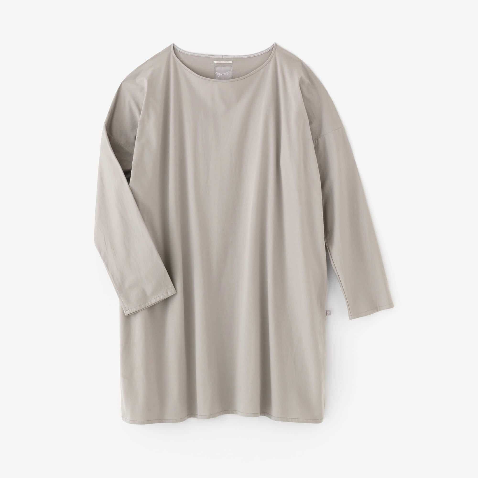 Extra lange L/S-Tunika aus Baumwolle mit U-Boot-Ausschnitt/hell matt