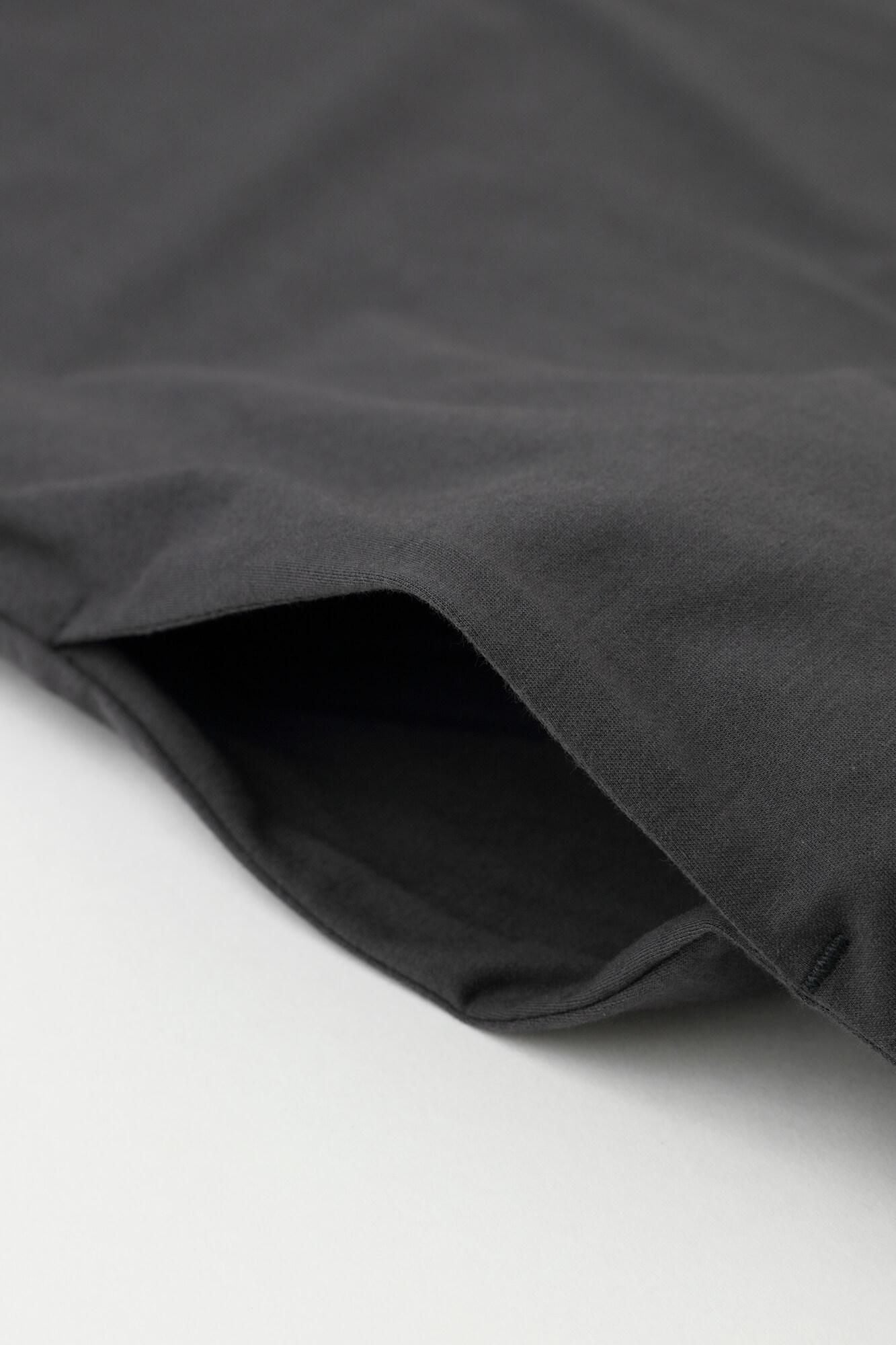 超長棉 船領L/S 長版上衣/墨色