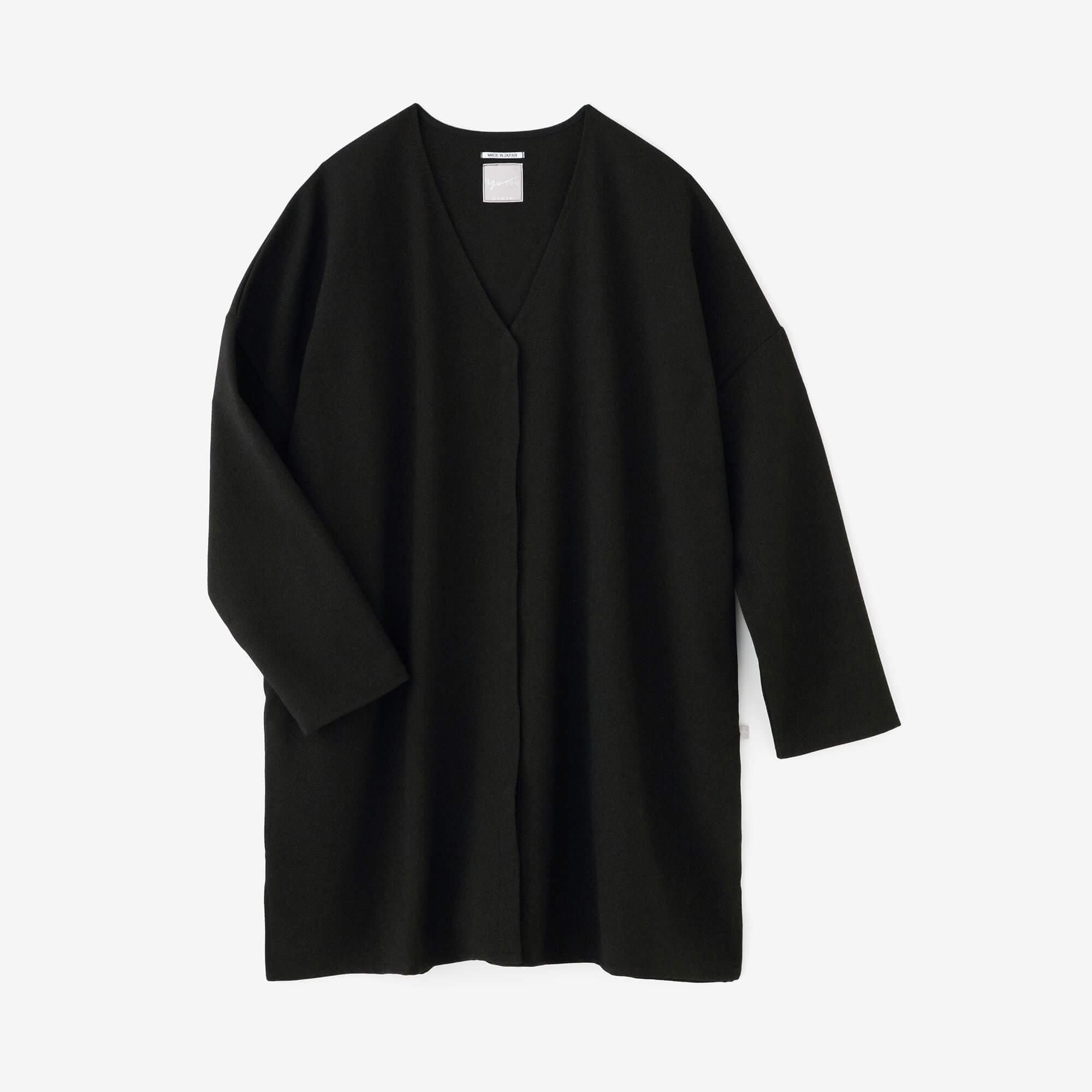 多樣織V領 輕型外套/黑色