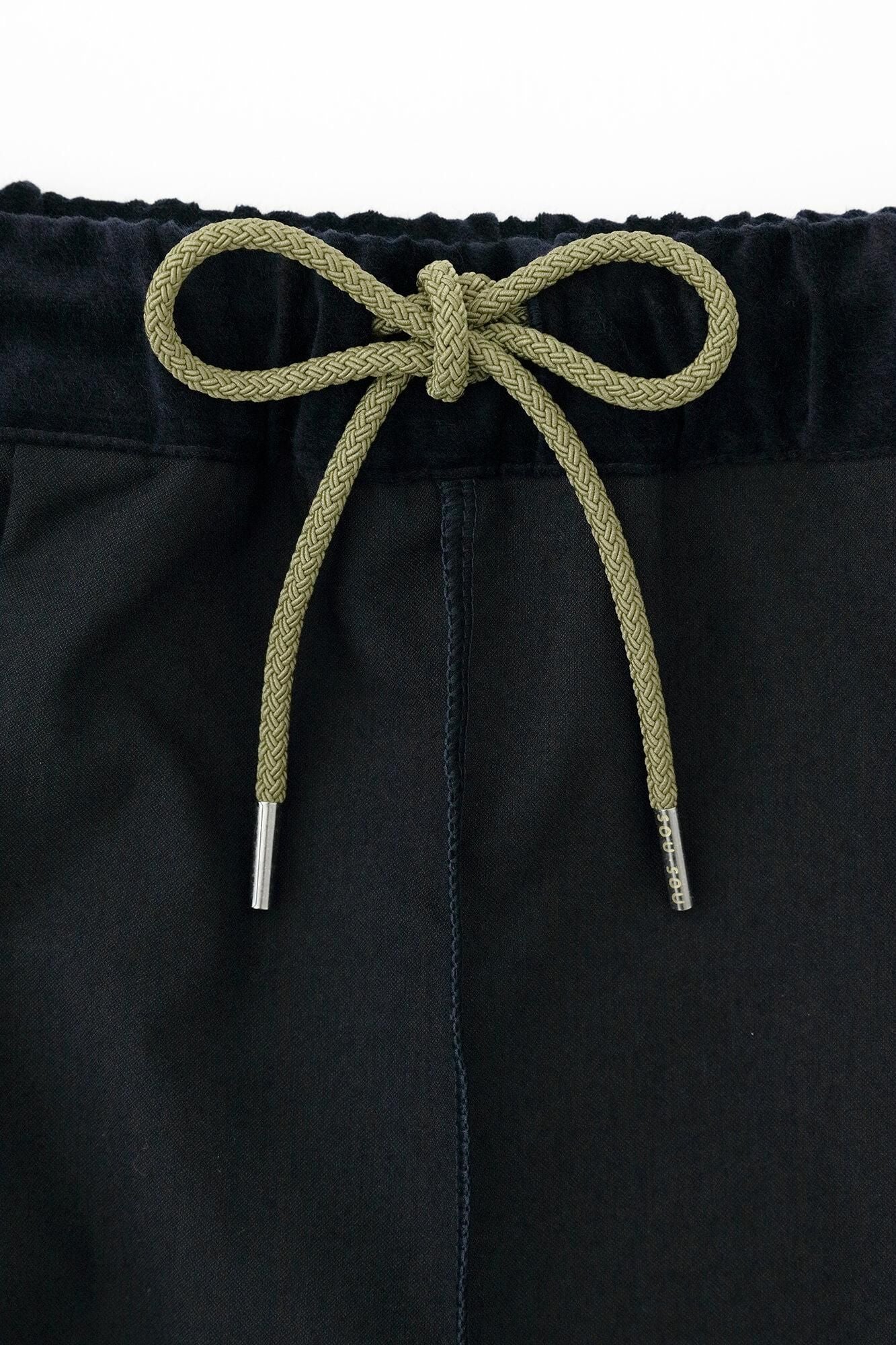 伸 天鵝絨 二褶 細腿褲/暗藍色