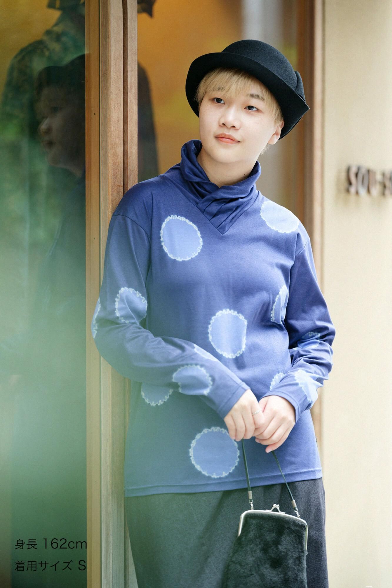 근청 시보리 양면 아미 에리마키지반/물방울 Blue Blue X Red-Kake Sky Blue (Benike Sorairo)