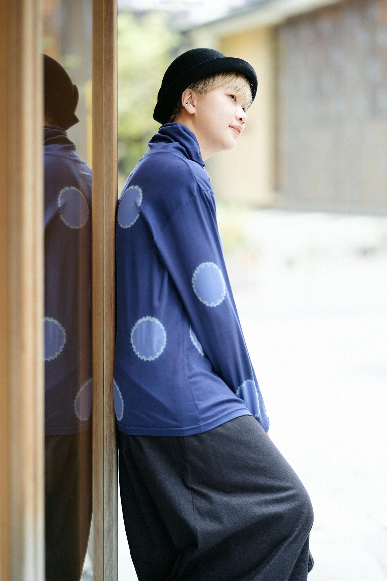 근청 시보리 양면 아미 에리마키지반/물방울 Blue Blue X Red-Kake Sky Blue (Benike Sorairo)