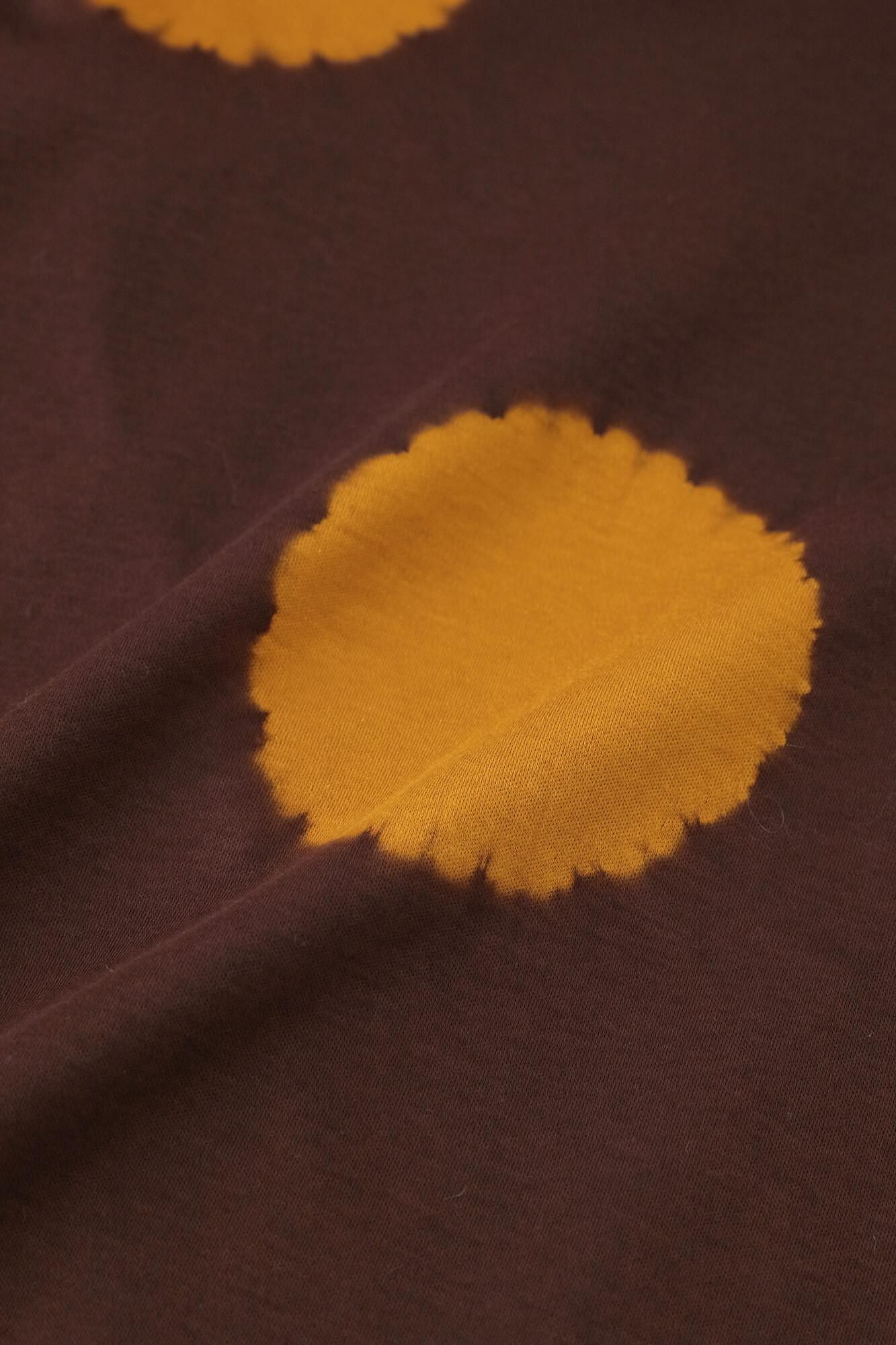 近清紮染 雙面編 高領上衣/大圓點 棕色×琥珀色