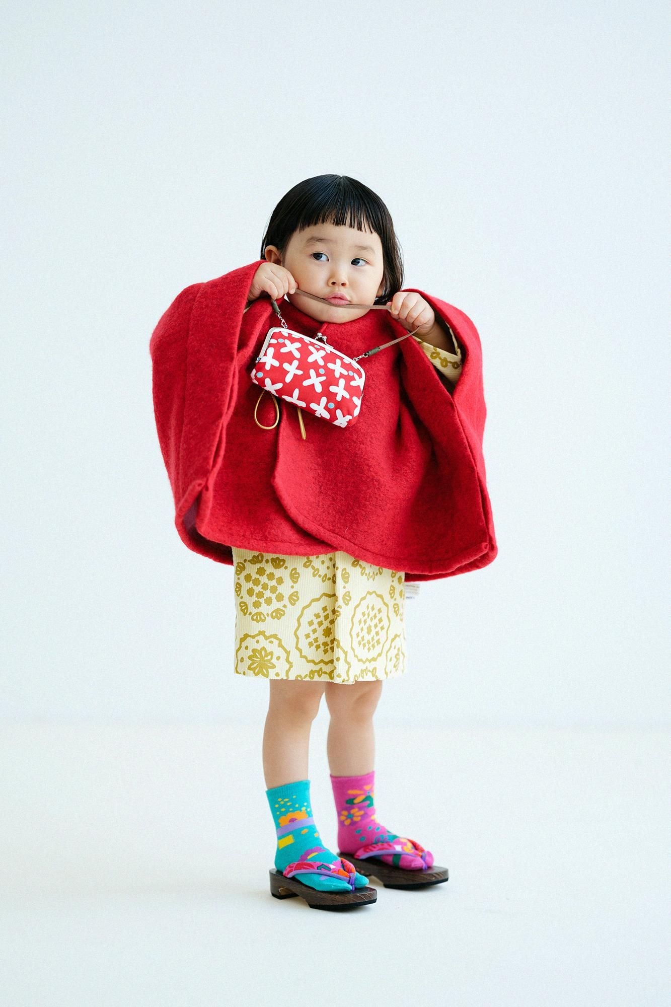 ●燈芯絨 圓弧袖貫頭衣/花刺繡 淺黃色