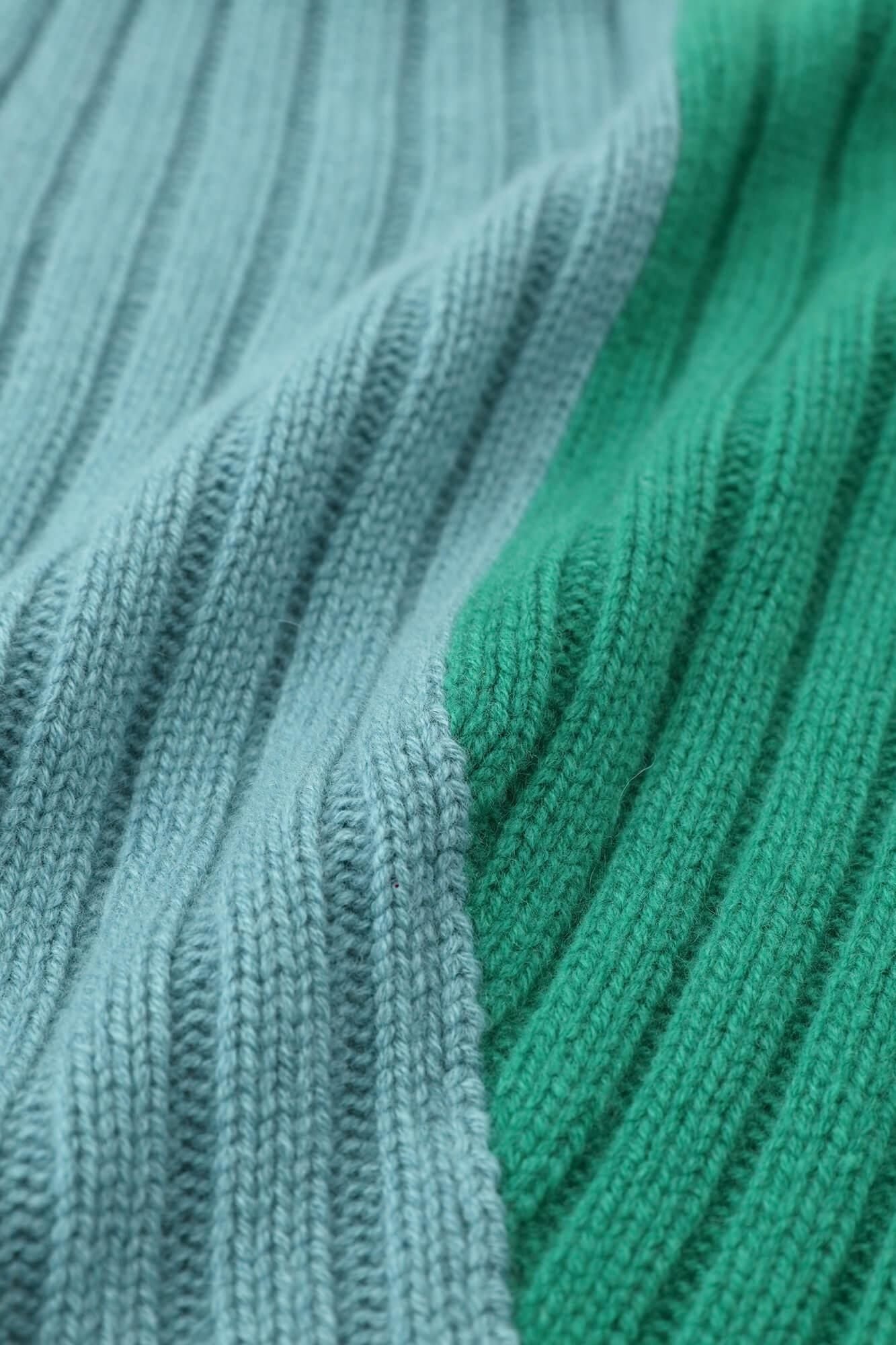 SOU・SOU×ALPHA羊絨枯山水圍巾/藍綠色×綠青色