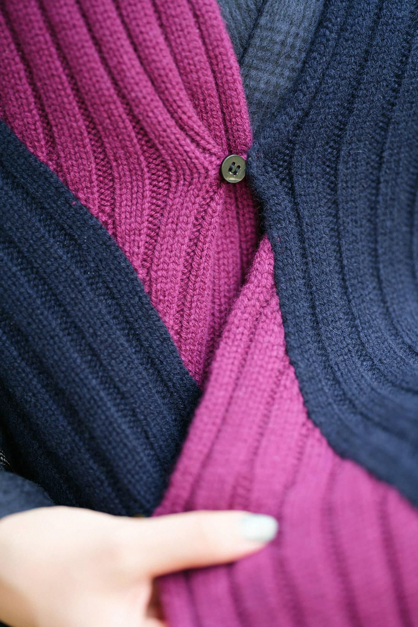 SOU・SOU×ALPHA羊絨 枯山水圍巾/暗藍色×京紫