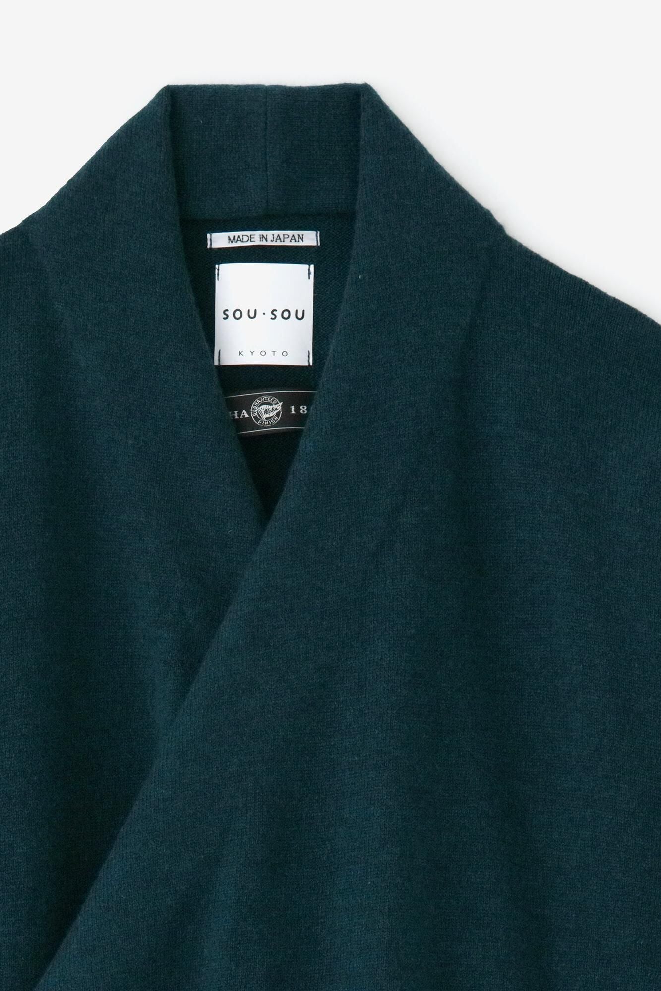 SOU・SOU× 알파 캐시미어 색이 다른소매 마키에리(다른 녹색 칼라)/깊이 녹색 바디 (깊이 녹색 바디)