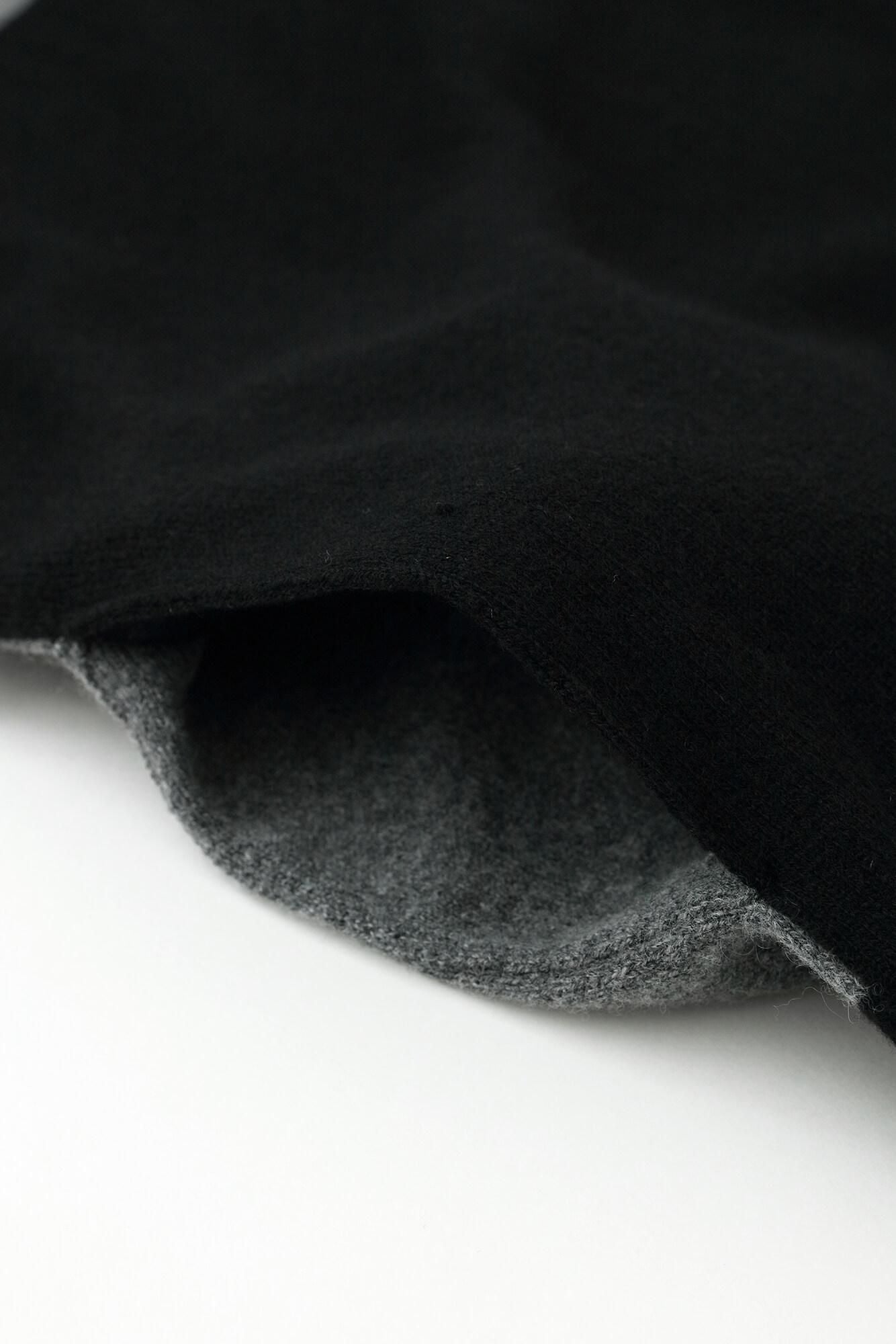 SOU・SOU×ALPHA 羊絨混紡 長方形洋裝 拼接 雙色/灰墨色×黑色