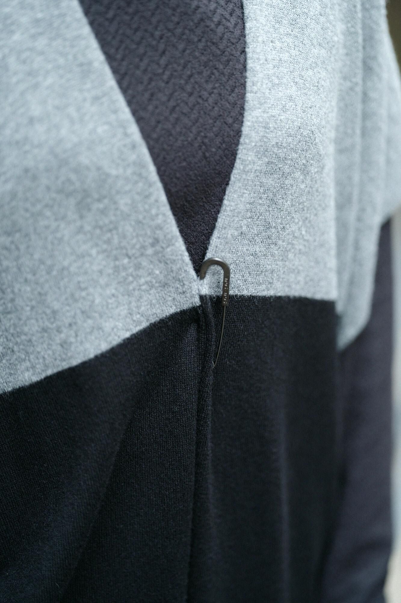 SOU・SOU×ALPHA 羊絨混紡 長方形洋裝 拼接 雙色/灰墨色×黑色