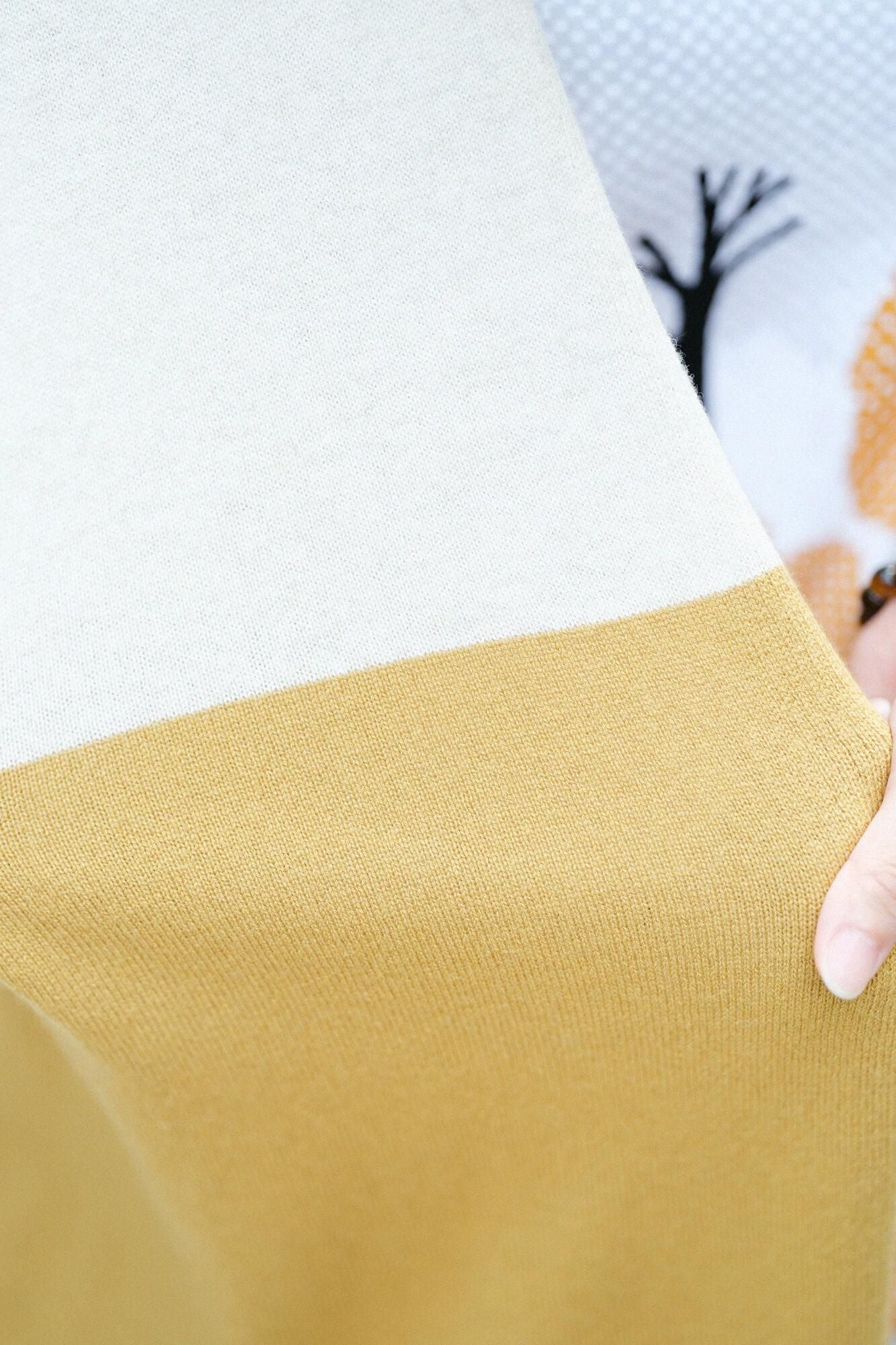 SOU・SOU×ALPHA Cashmere Blended Rectangular Long Open Vest Bi-color / Beidge×Yellow