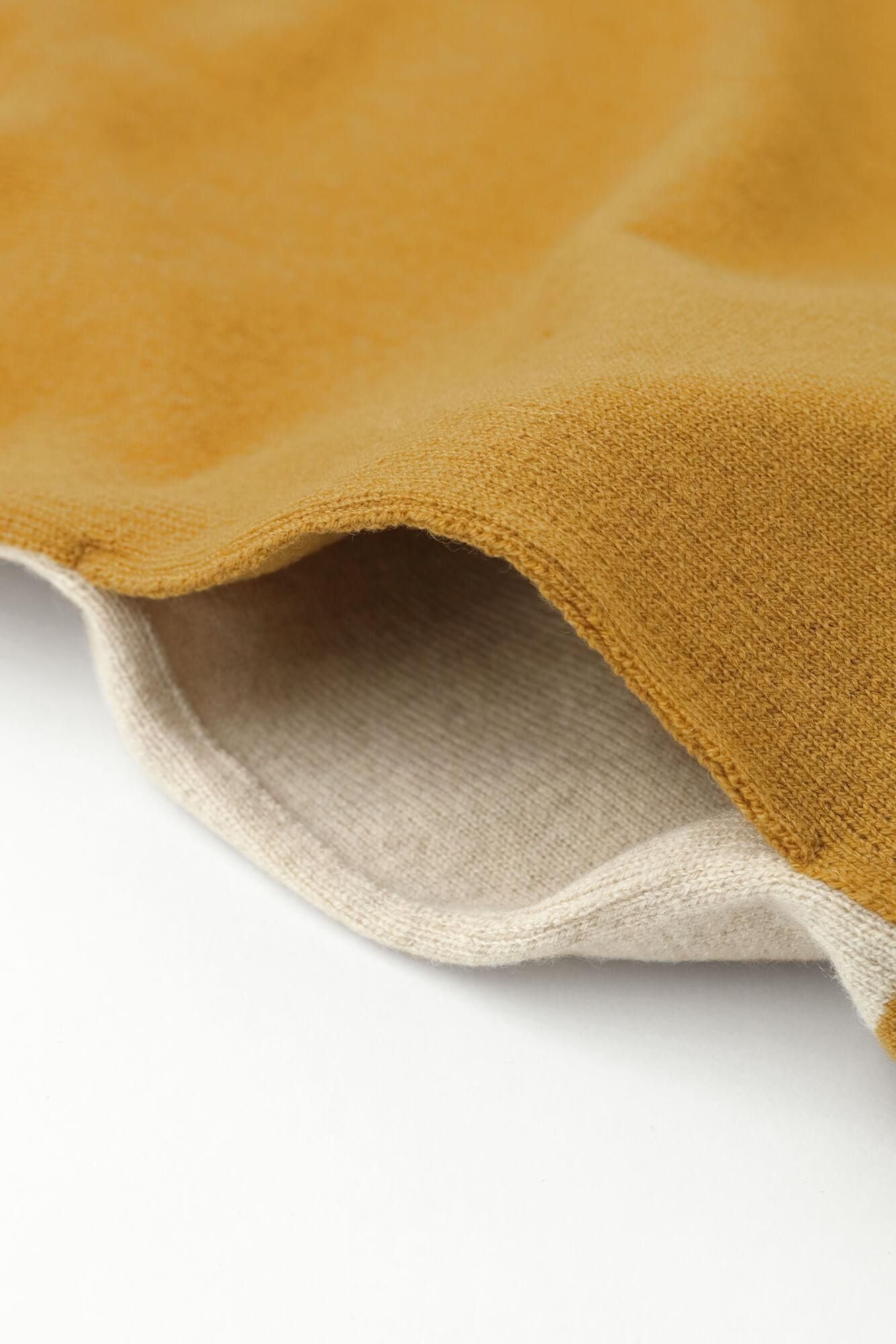 SOU・SOU×ALPHA Cashmere Blended Rectangular Long Open Vest Bi-color / Beidge×Yellow