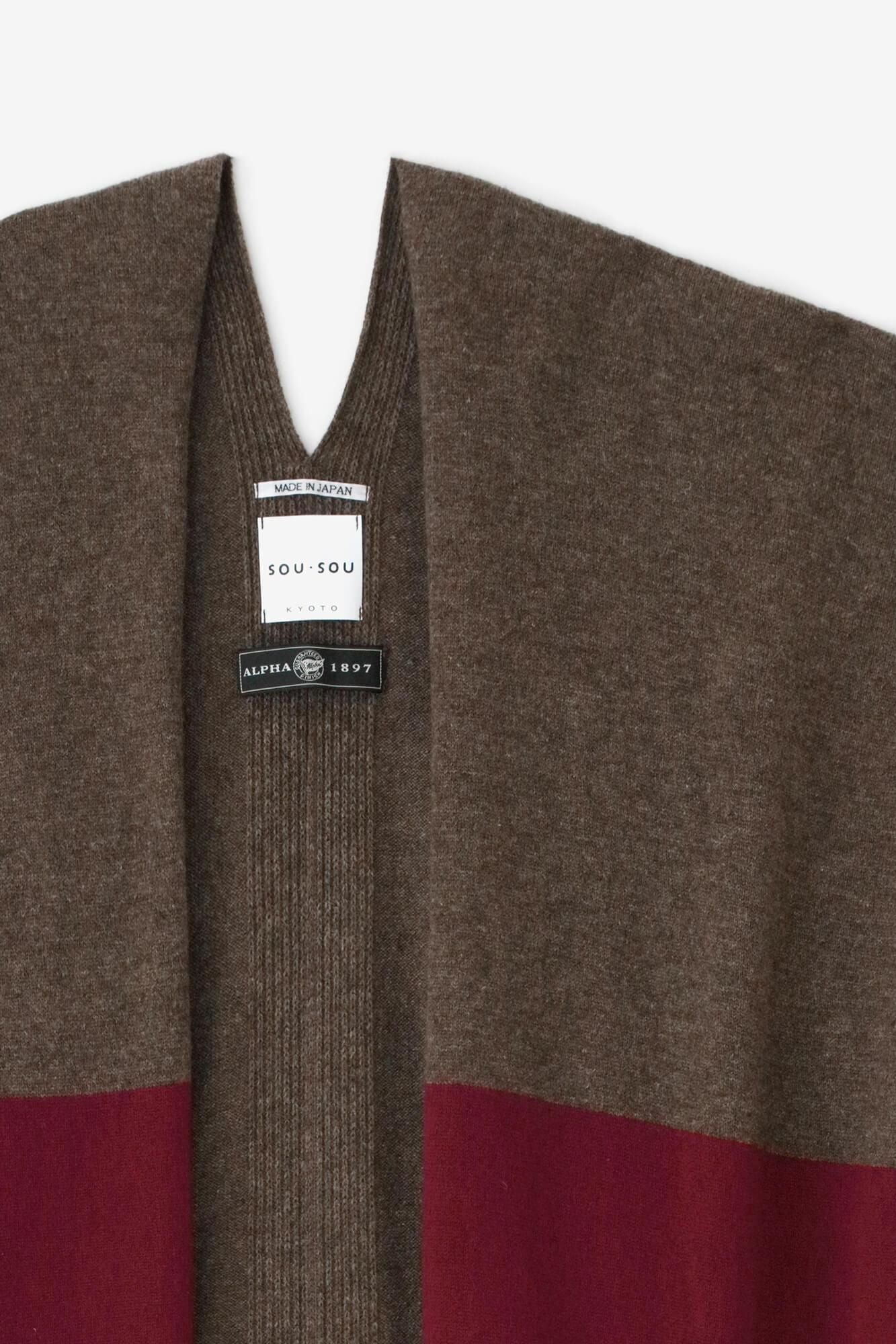 SOU・SOU× 알파 캐시미어 혼합 직사각형 원피스(Choho Ikei)후타츠미 Gumi/Kugarashicha ×석류색