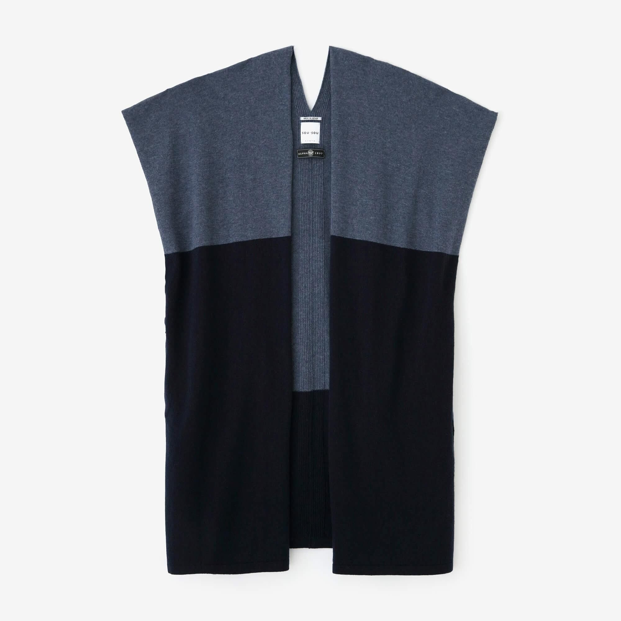 SOU・SOU× 알파 캐시미어 혼합 직사각형 원피스(Choho Ikei)후타츠미 Gumi/Noble Rat x남색