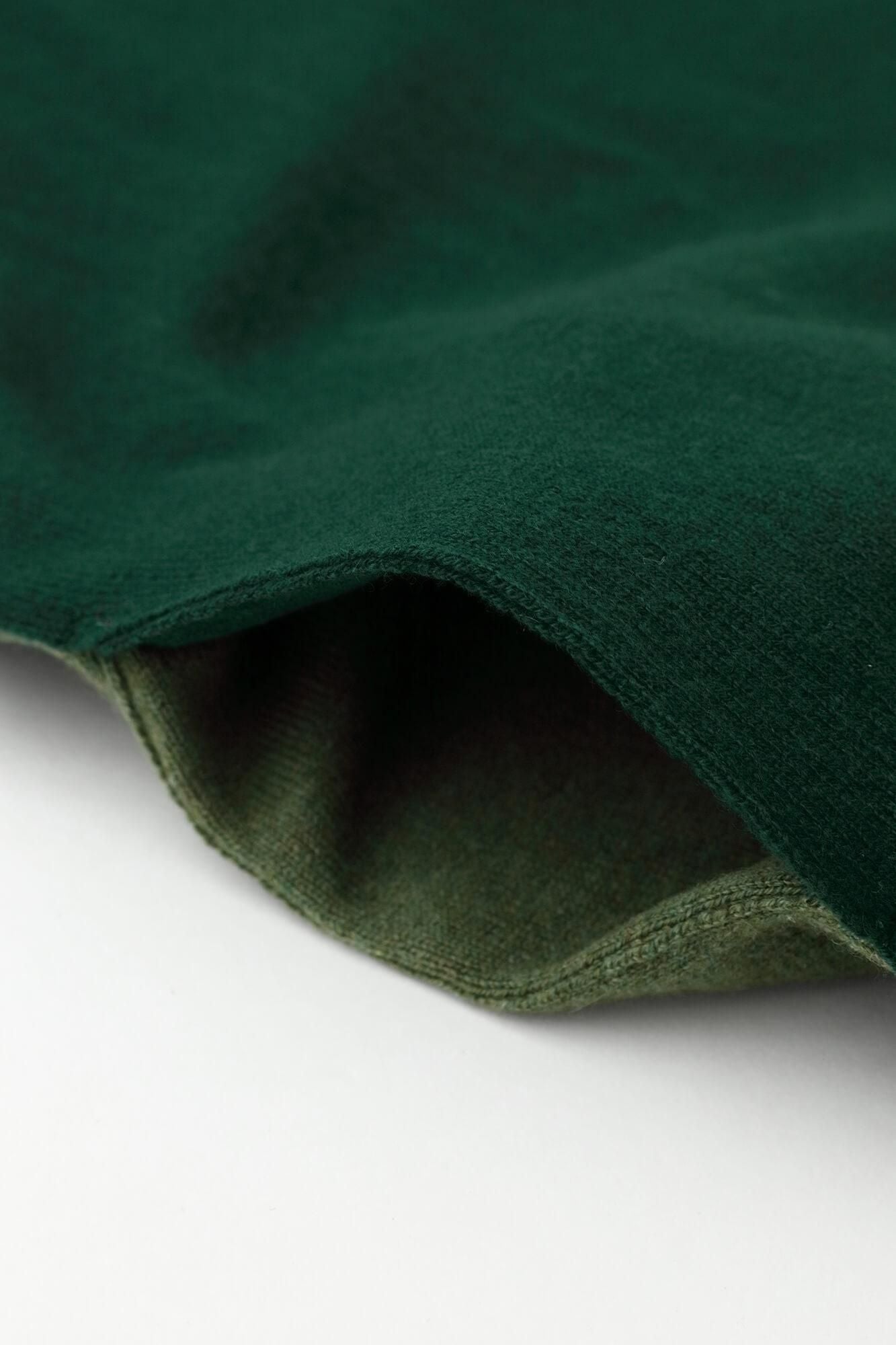 SOU・SOU×ALPHA Cashmere Blended Rectangular Long Open Vest Bi-color / Moss Green×Green