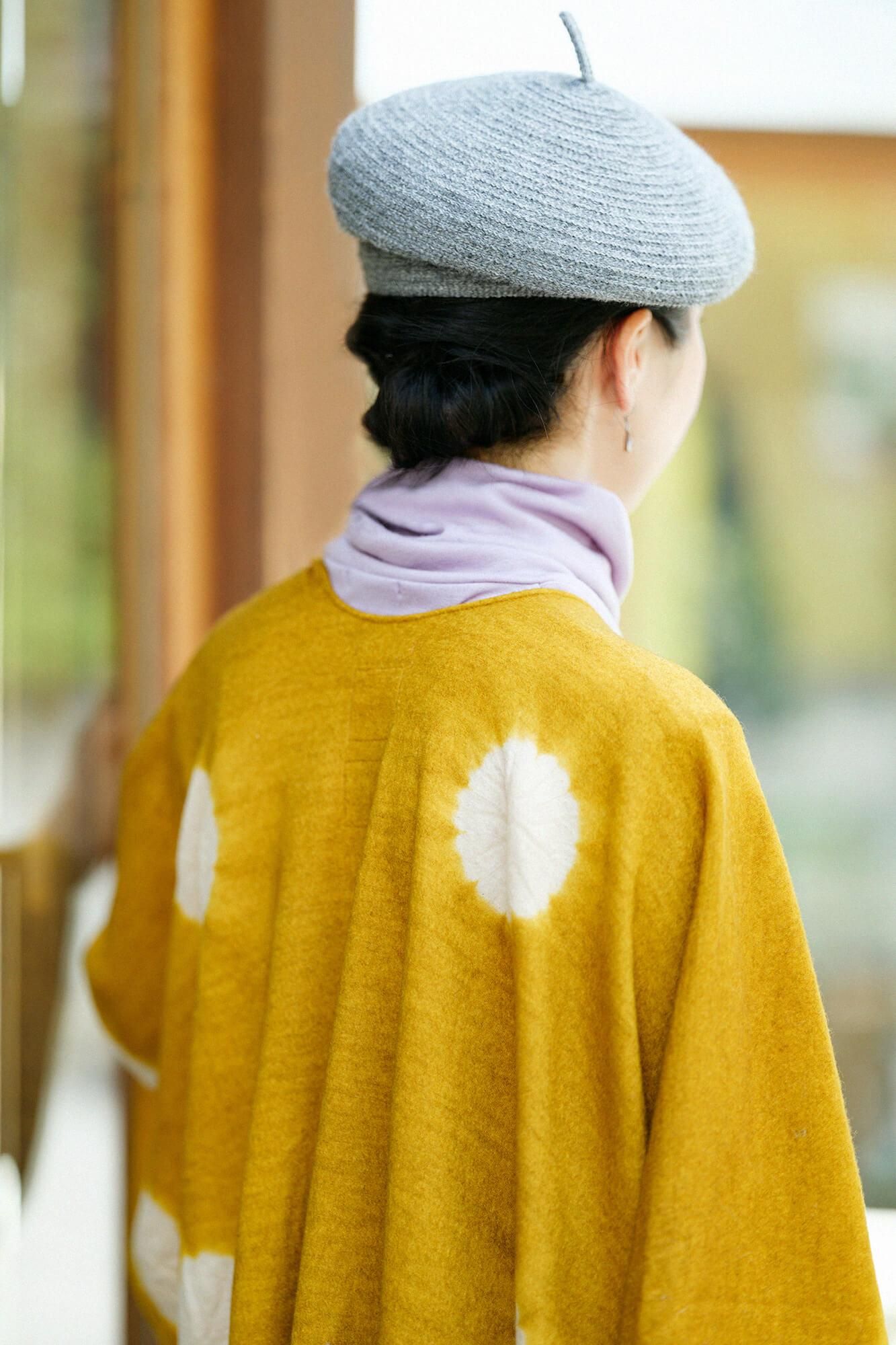 【net限定】近清絞り 梳毛(そもう) 強圧縮天竺(きょうあっしゅくてんじく) きさらぎ/水玉大(みずたまだい) 芥子色(からしいろ)×榛色(はしばみいろ)