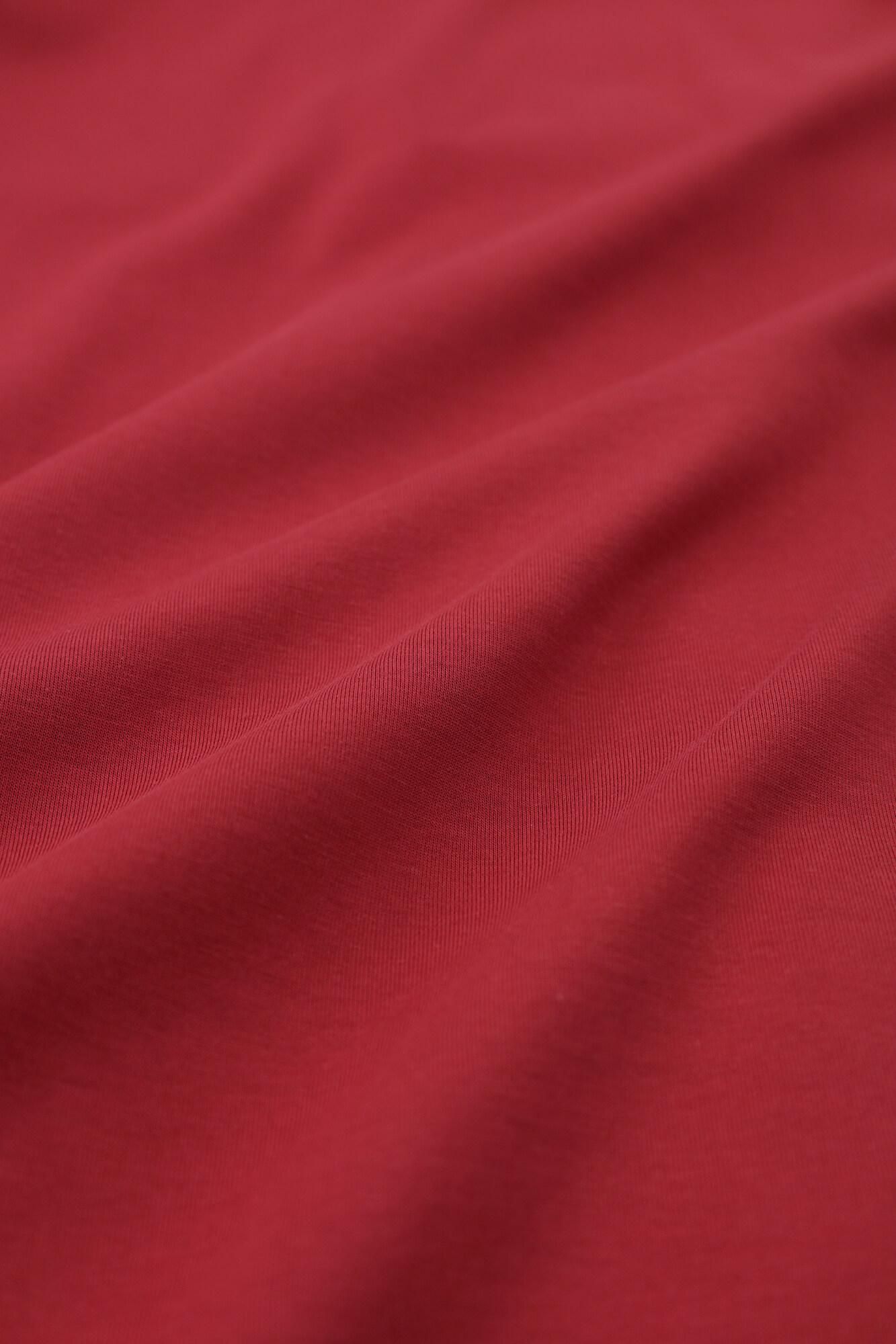 110雙線 超長棉 半衿V領上衣 長袖/深紅色