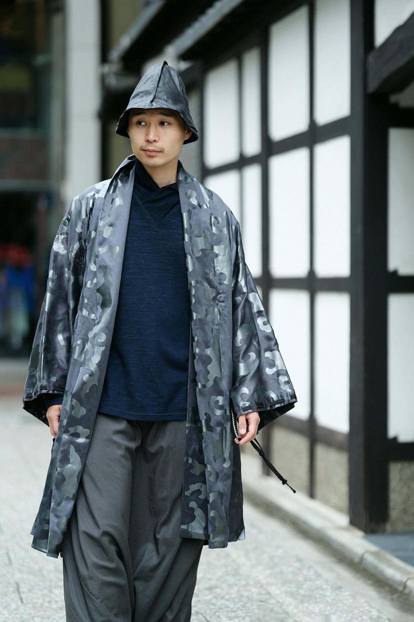 雙層 鹿之子編 半衿秋聲 高領上衣/深藍色