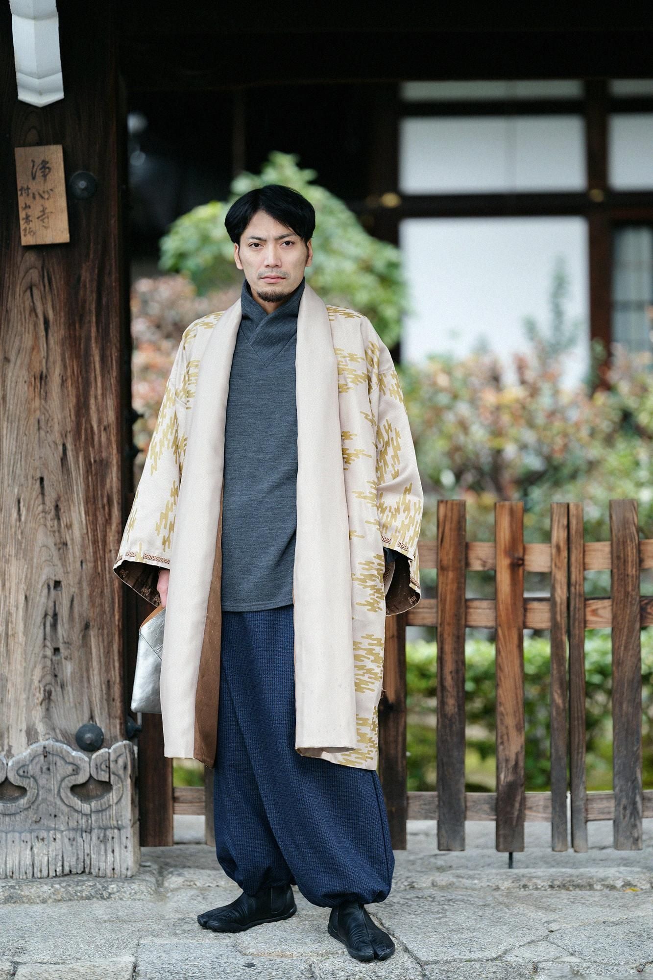 雙層 鹿之子編 半衿秋聲 高領上衣/濃灰